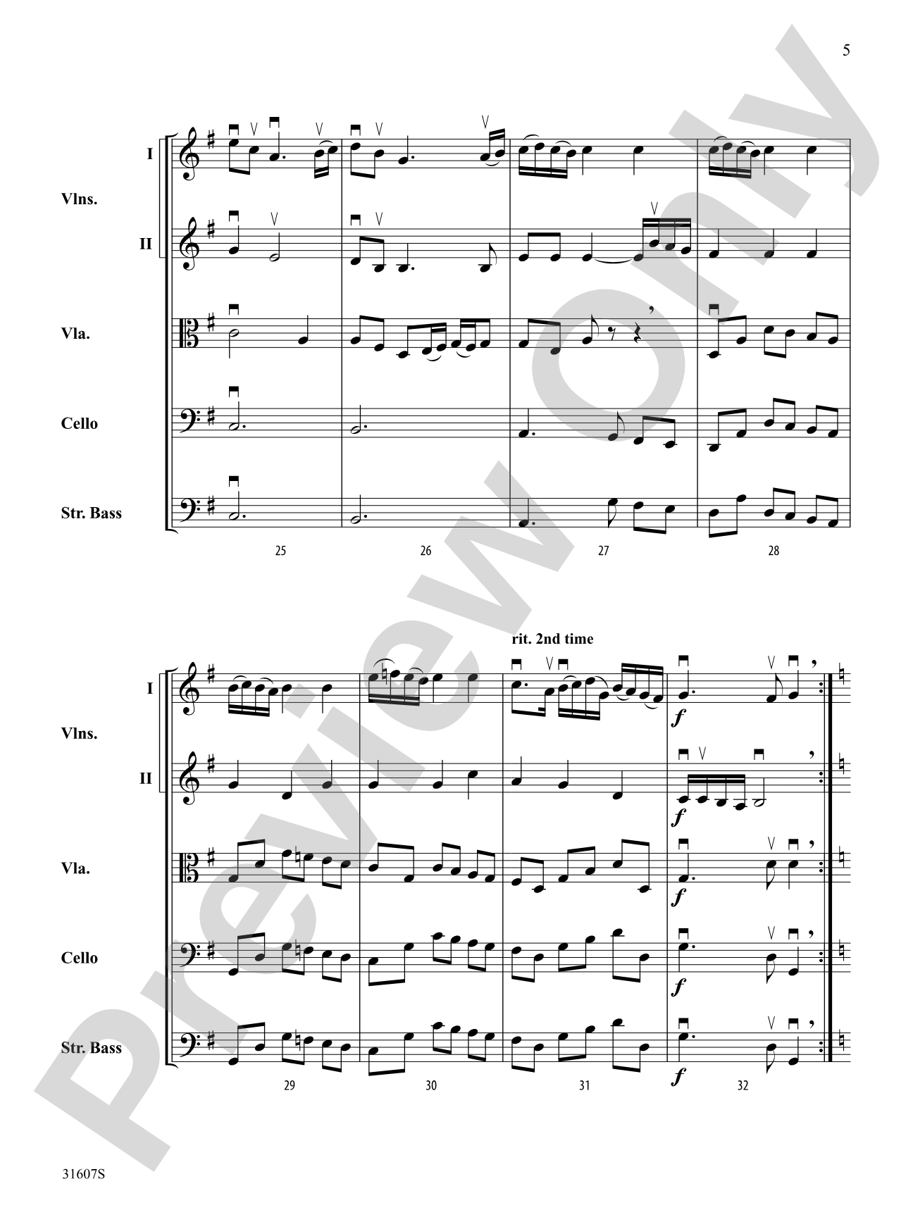 Air and Bourreé: String Orchestra Conductor Score & Parts