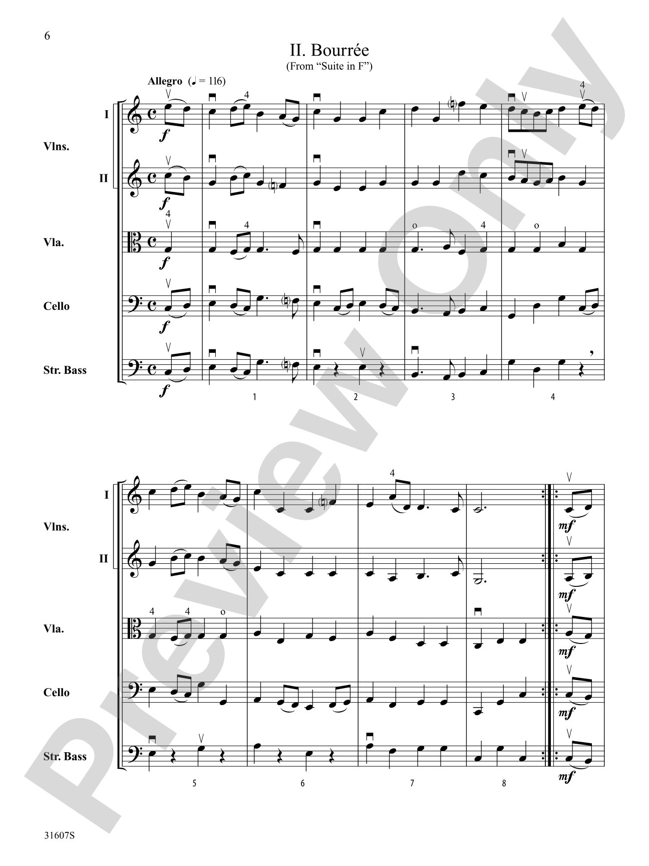 Air and Bourreé: String Orchestra Conductor Score & Parts