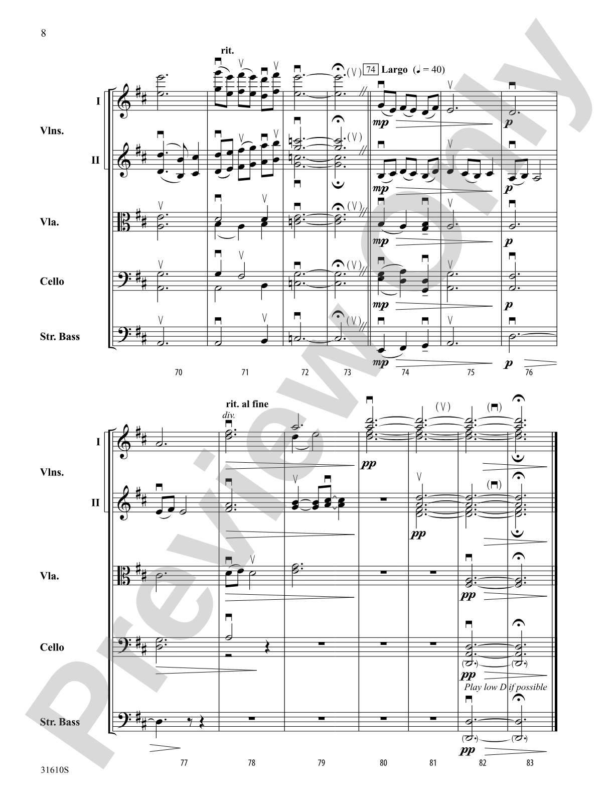 Elegy for String Orchestra: String Orchestra Conductor Score & Parts