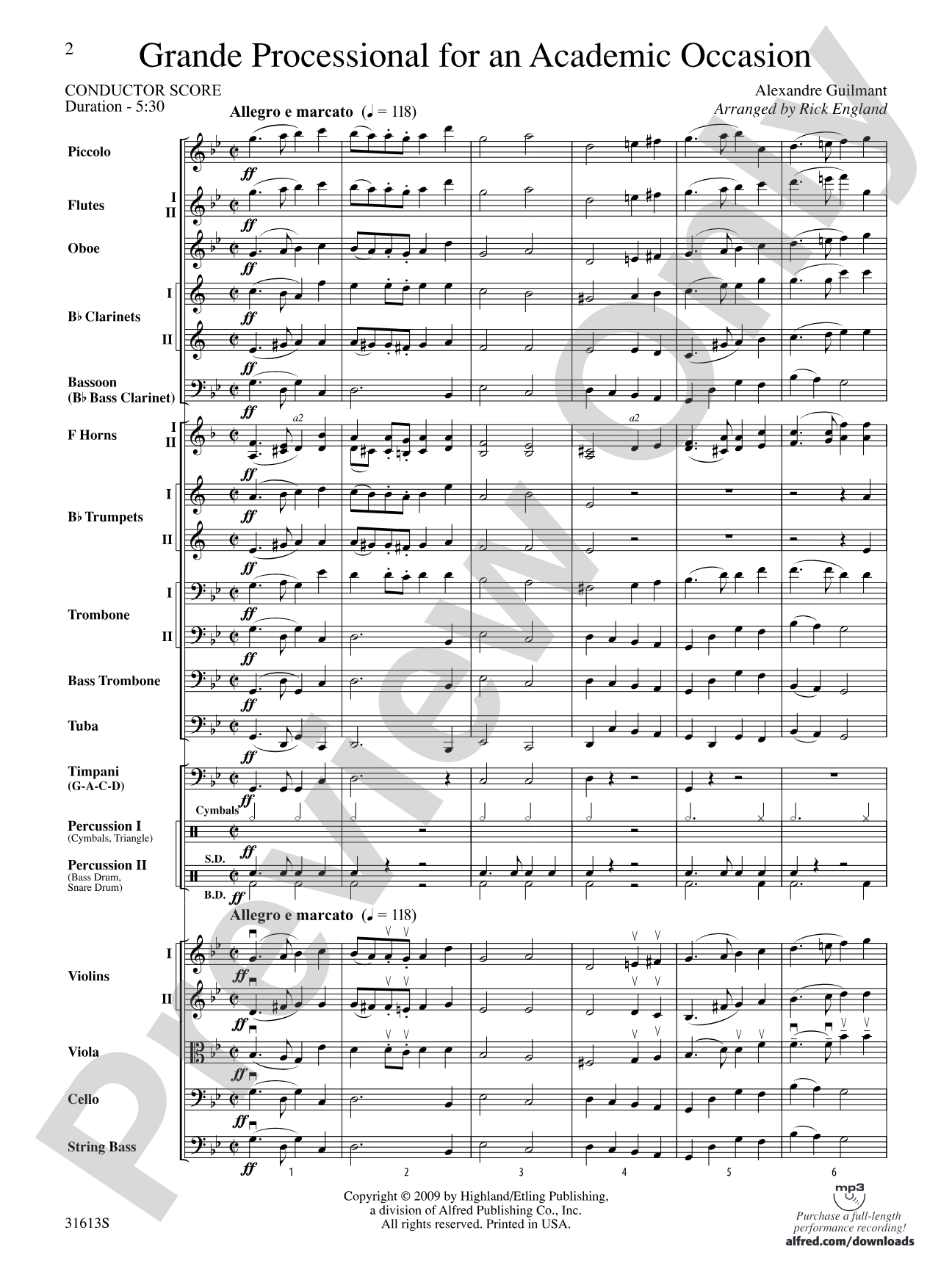Grande Processional for an Academic Occasion: Full Orchestra Conductor Score & Parts