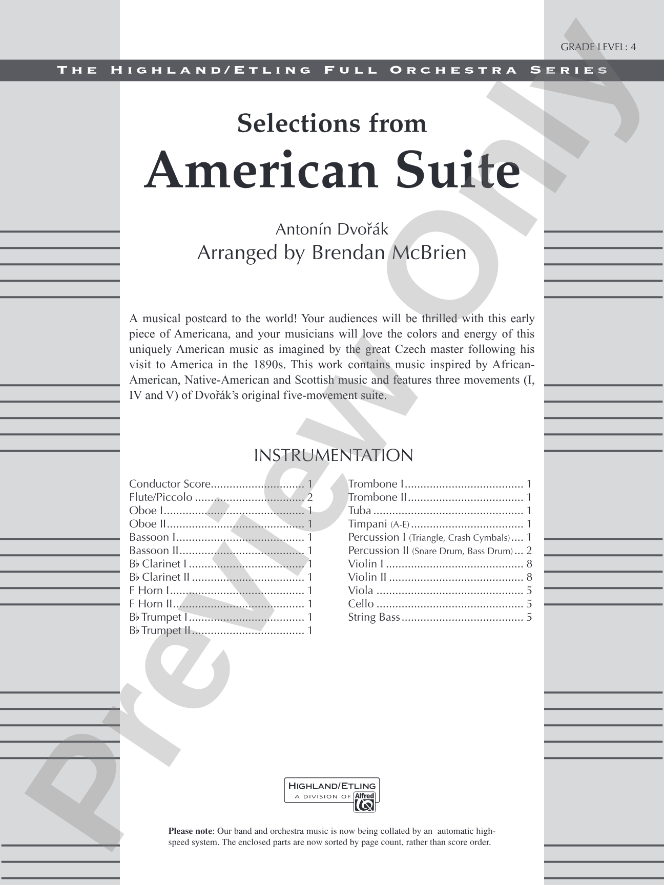 Selections from American Suite: Full Orchestra Conductor Score & Parts