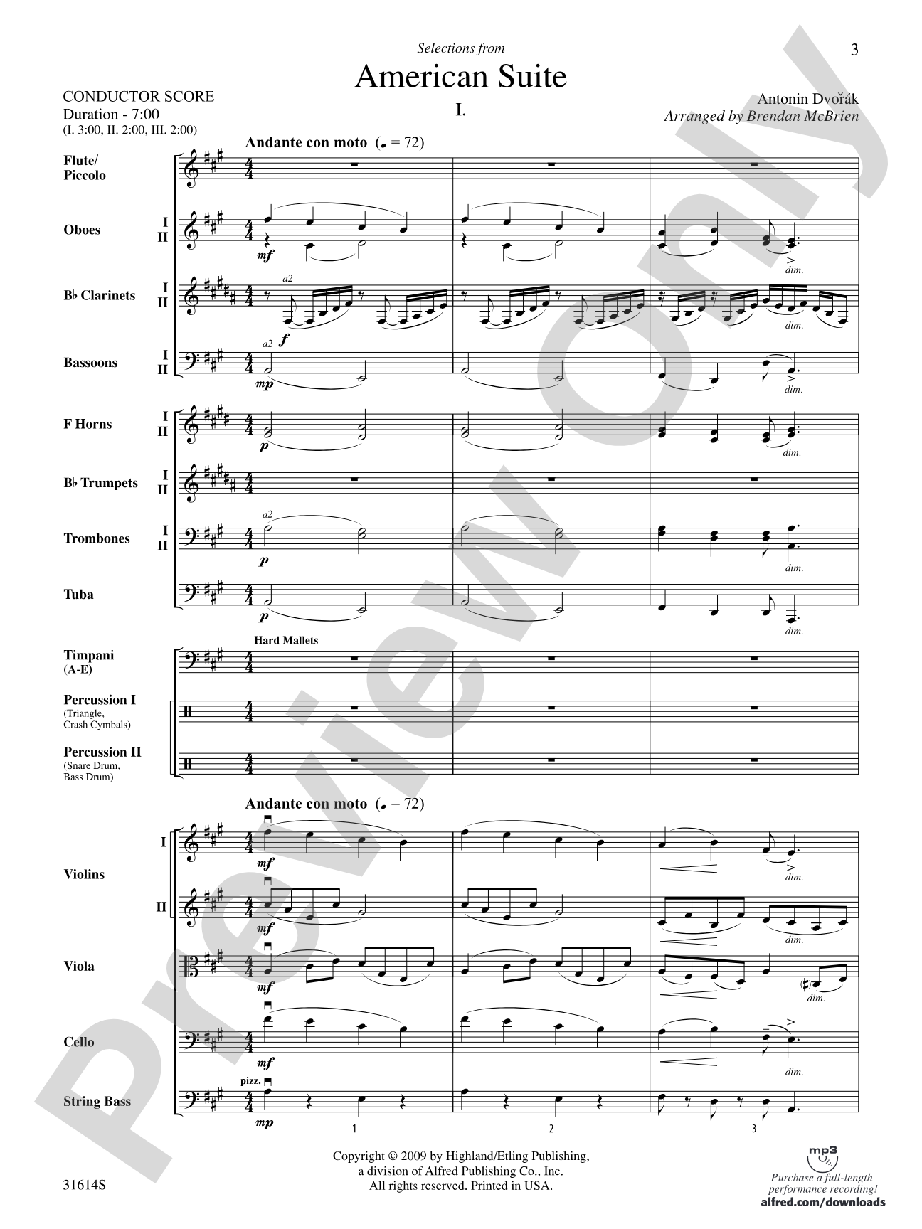 Selections from American Suite: Full Orchestra Conductor Score & Parts