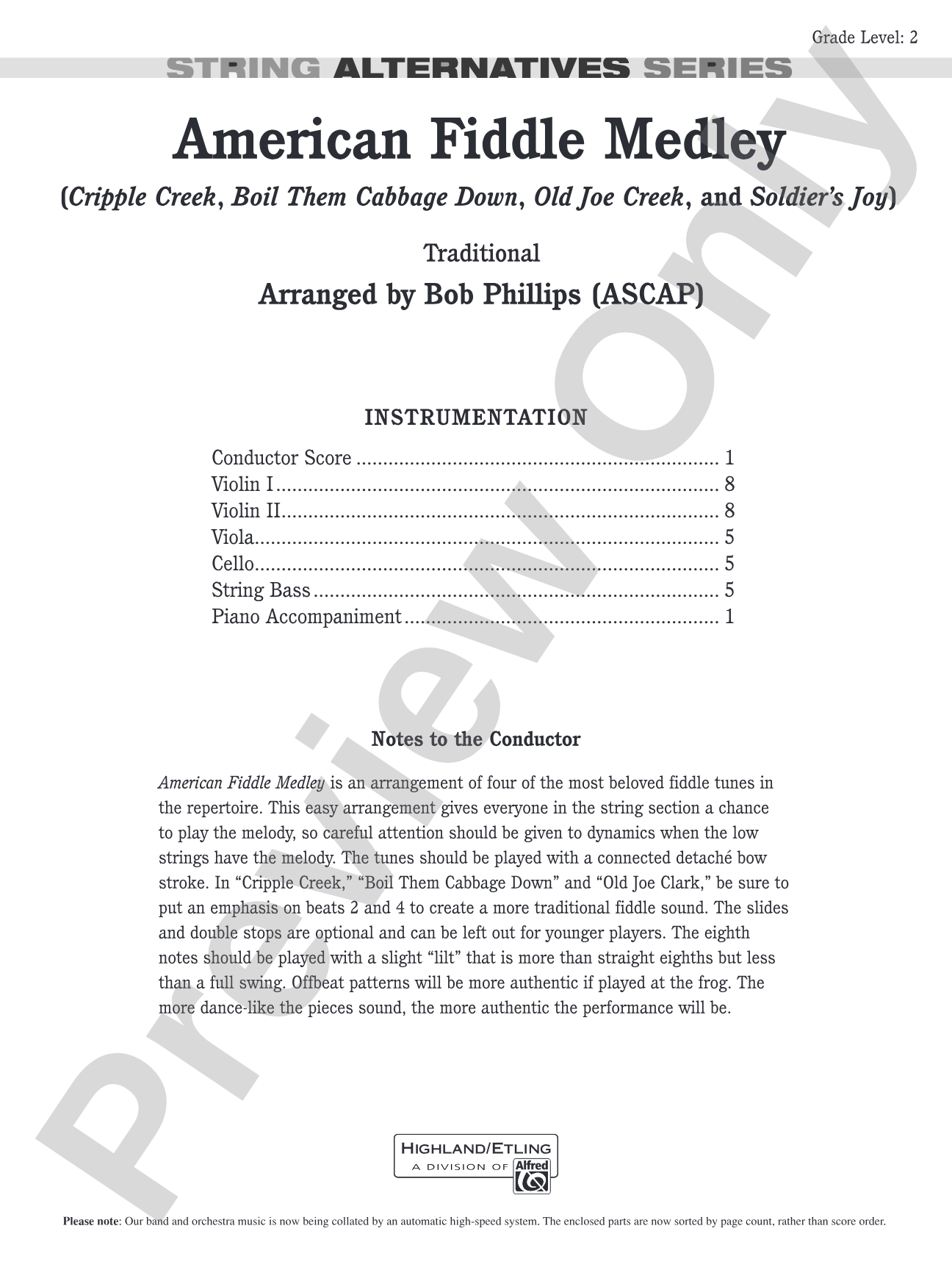 American Fiddle Medley: String Orchestra Conductor Score & Parts
