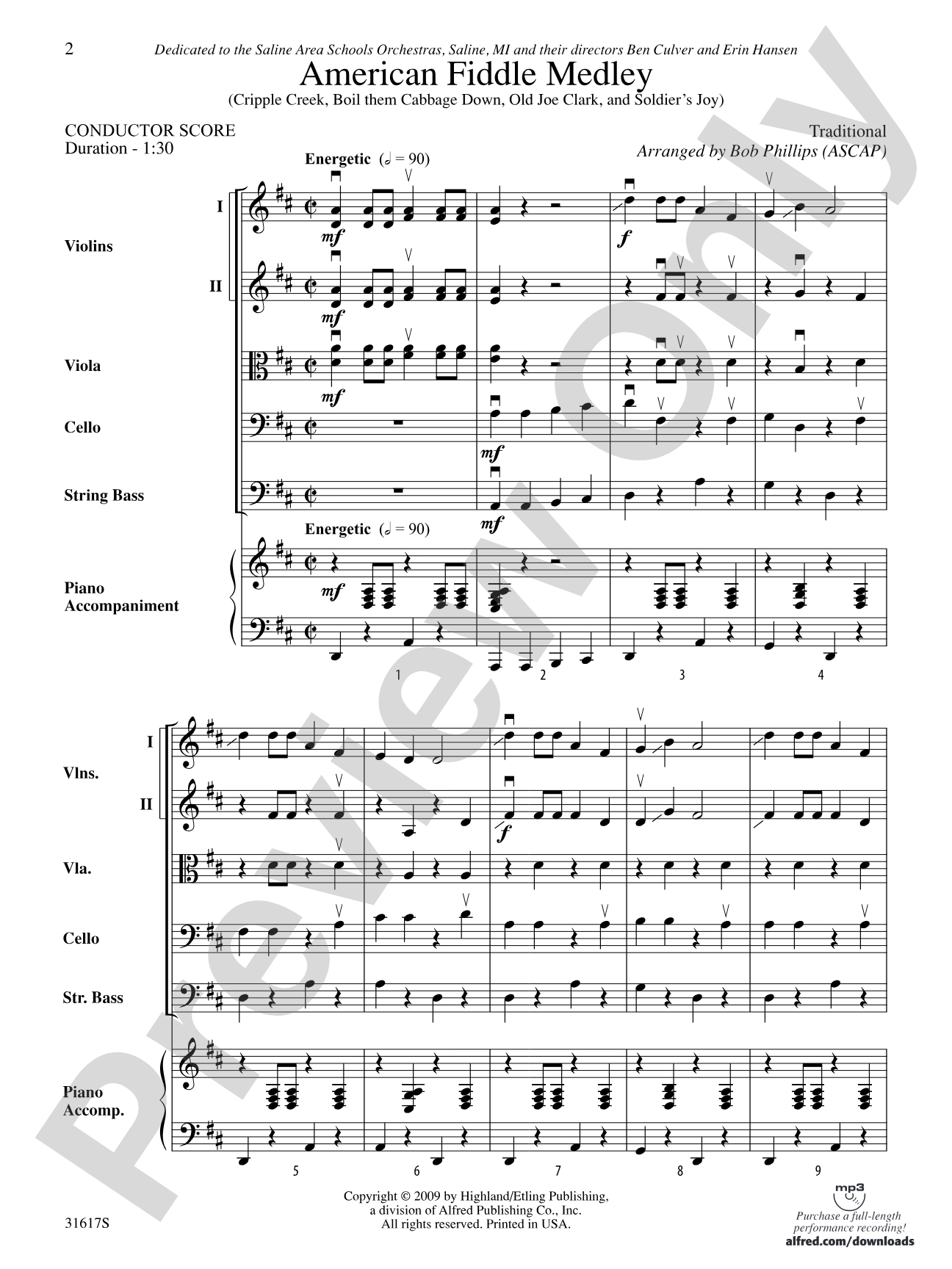 American Fiddle Medley: String Orchestra Conductor Score & Parts