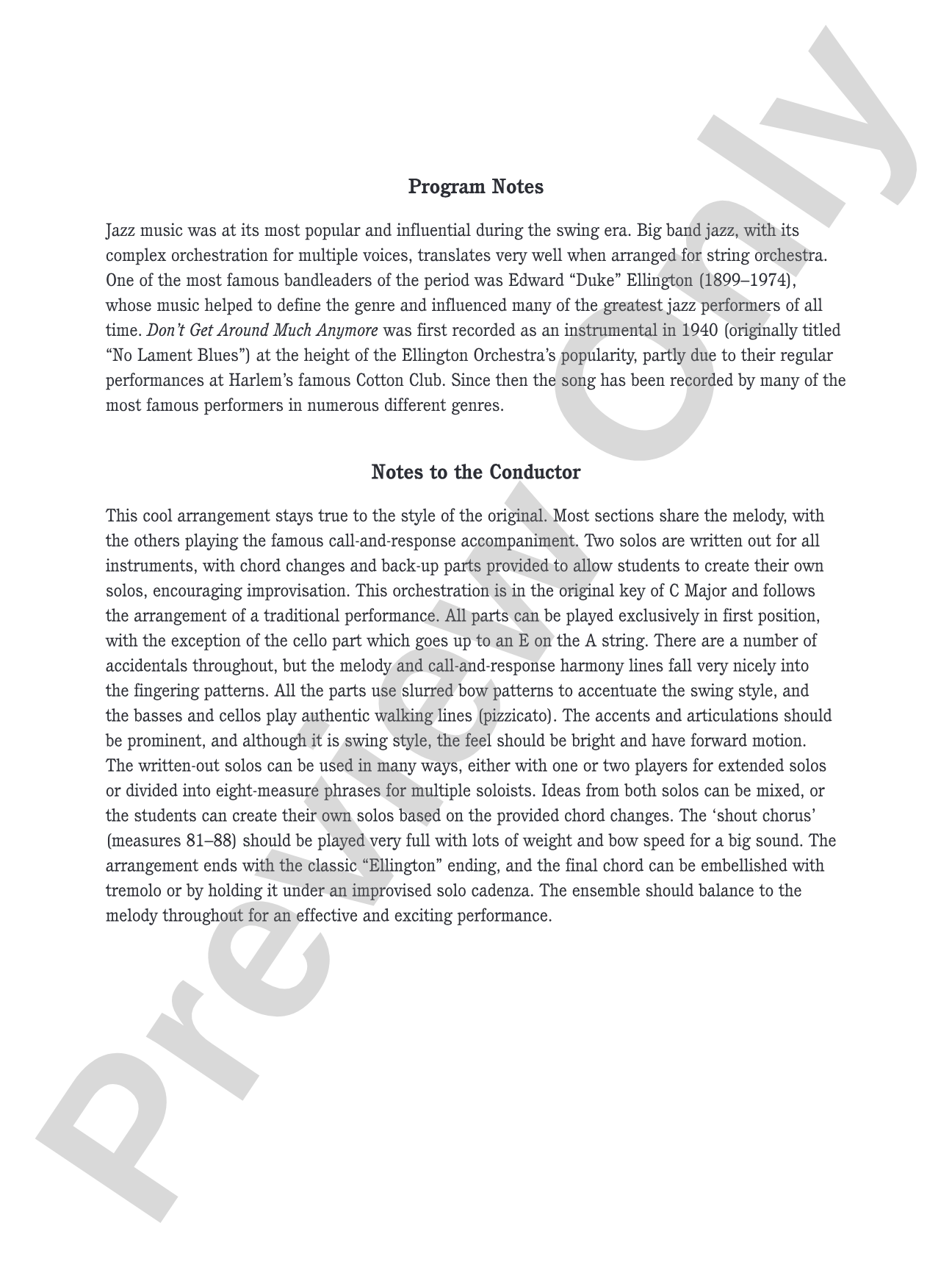 Don't Get Around Much Anymore: String Orchestra Conductor Score & Parts
