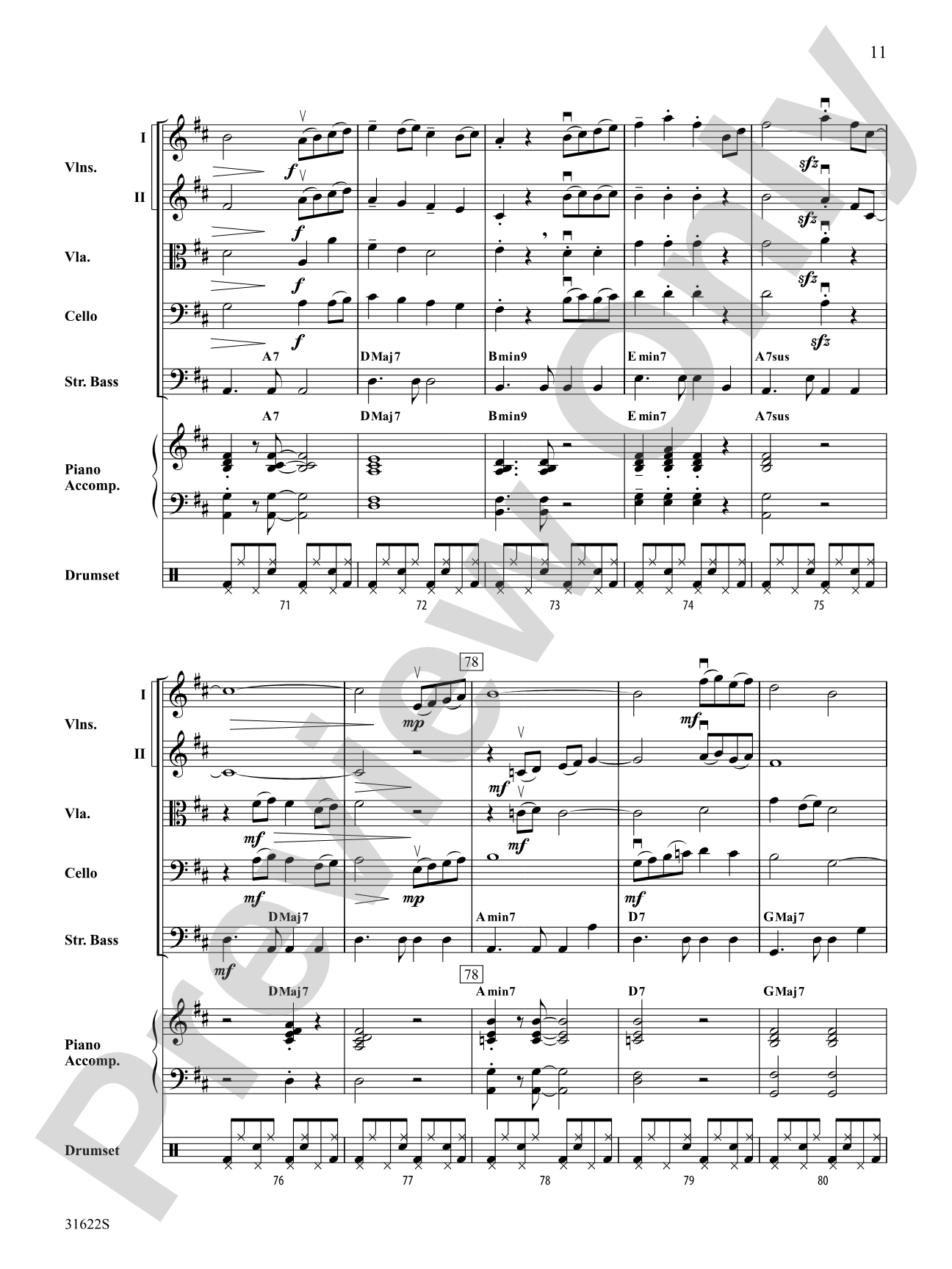 Bossa Azul: String Orchestra Conductor Score & Parts