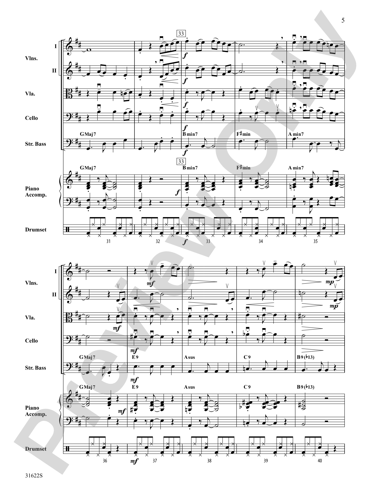 Bossa Azul: String Orchestra Conductor Score & Parts