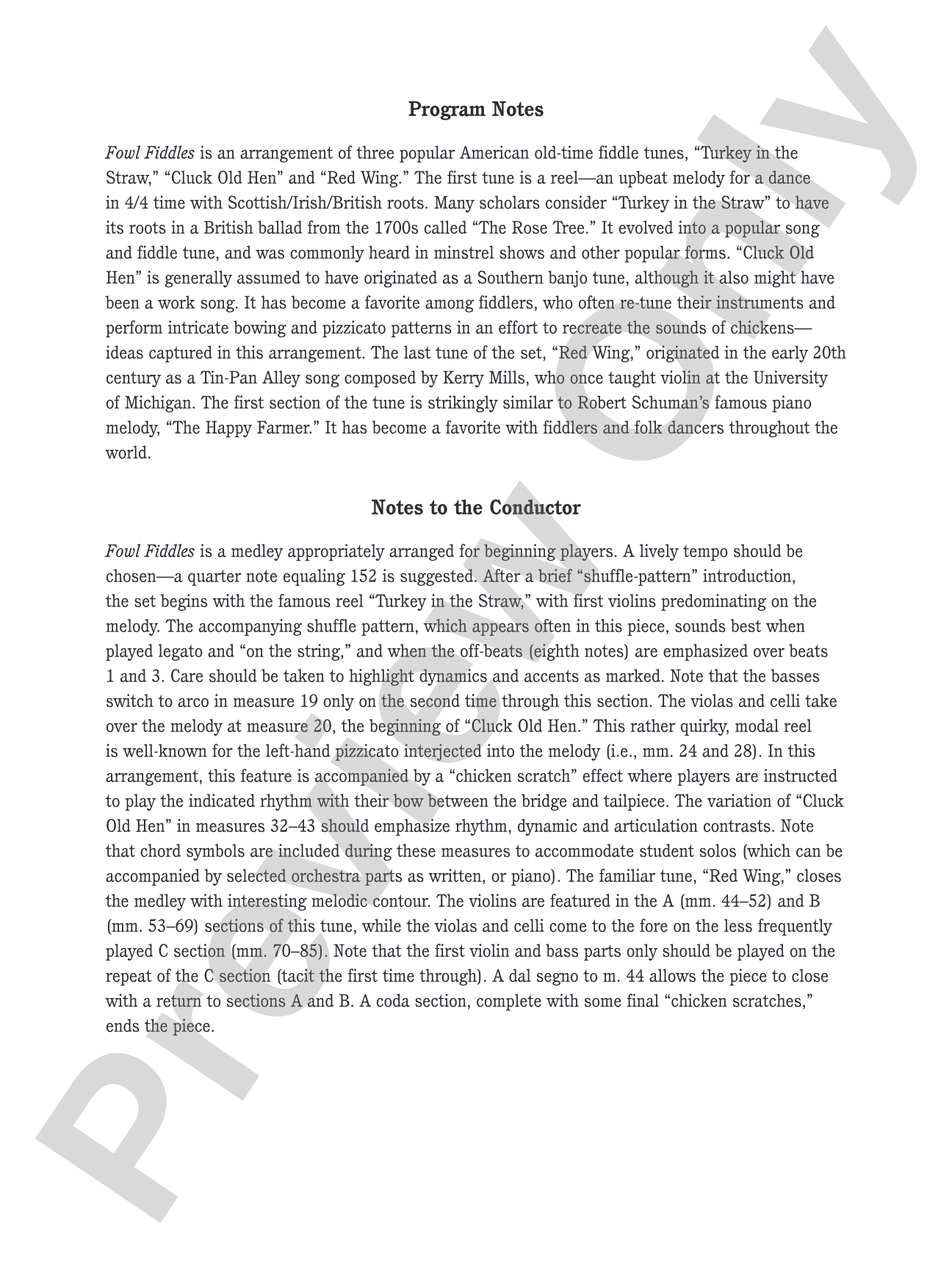 Fowl Fiddles: String Orchestra Conductor Score & Parts