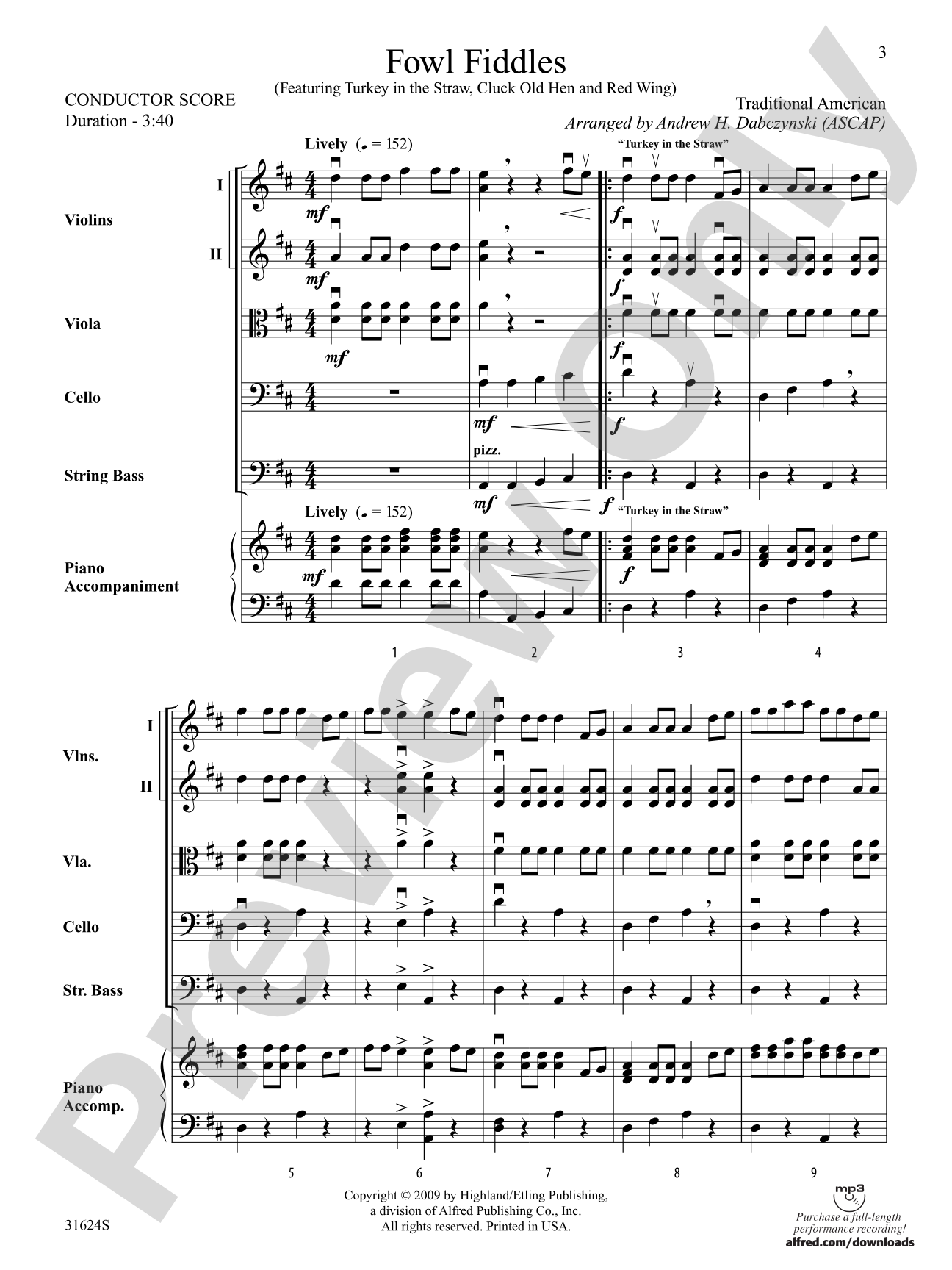 Fowl Fiddles: String Orchestra Conductor Score & Parts