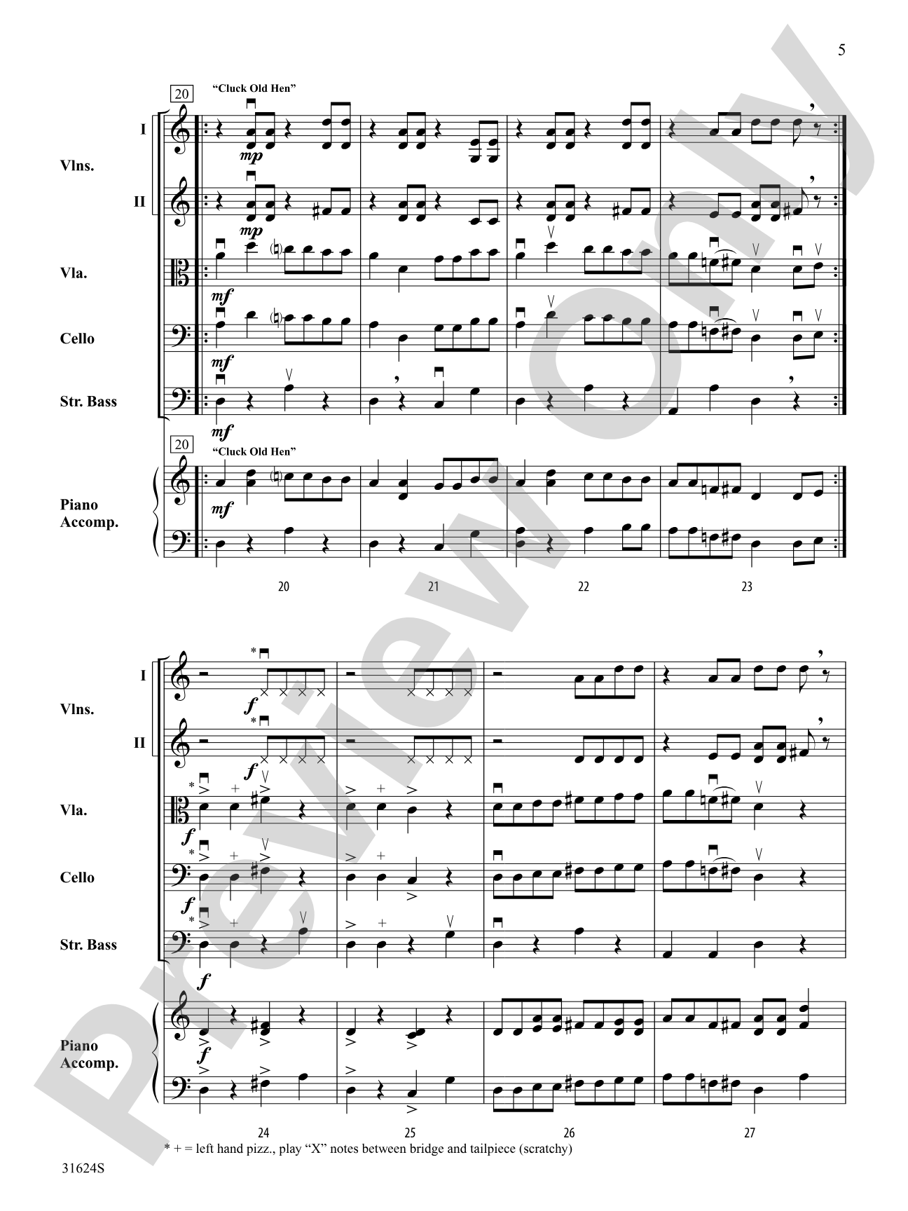 Fowl Fiddles: String Orchestra Conductor Score & Parts
