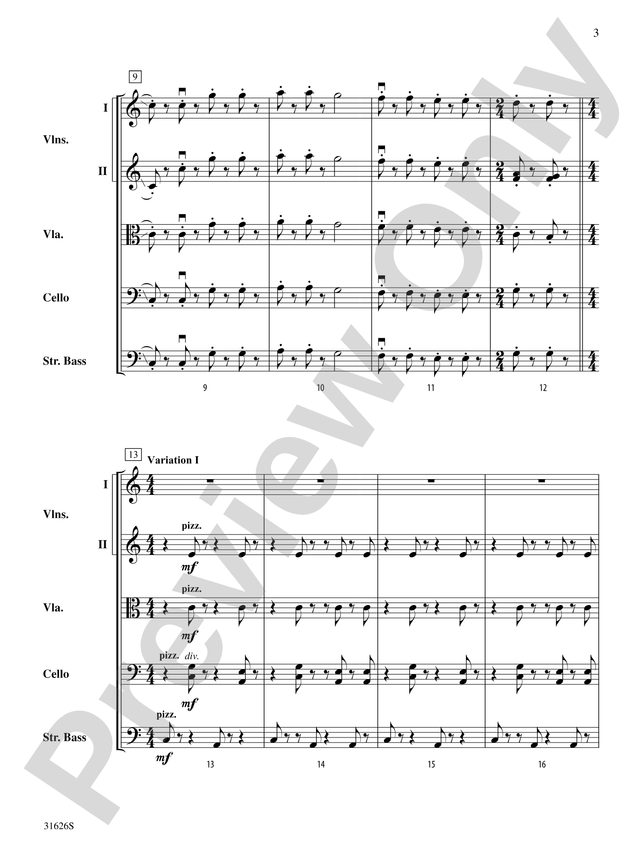 Variable Stars: String Orchestra Conductor Score & Parts