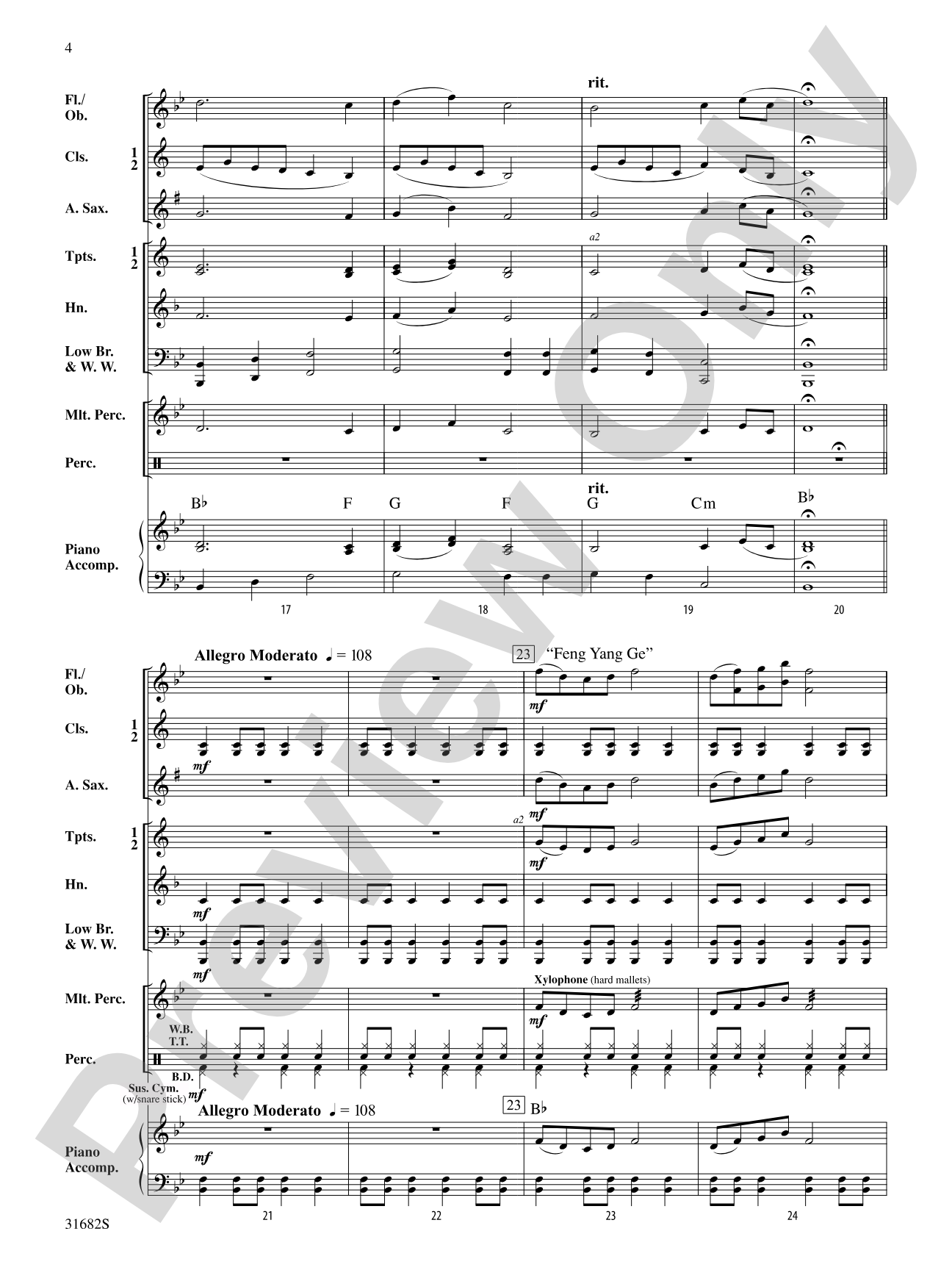 Two Chinese Folk Songs: Concert Band Conductor Score & Parts