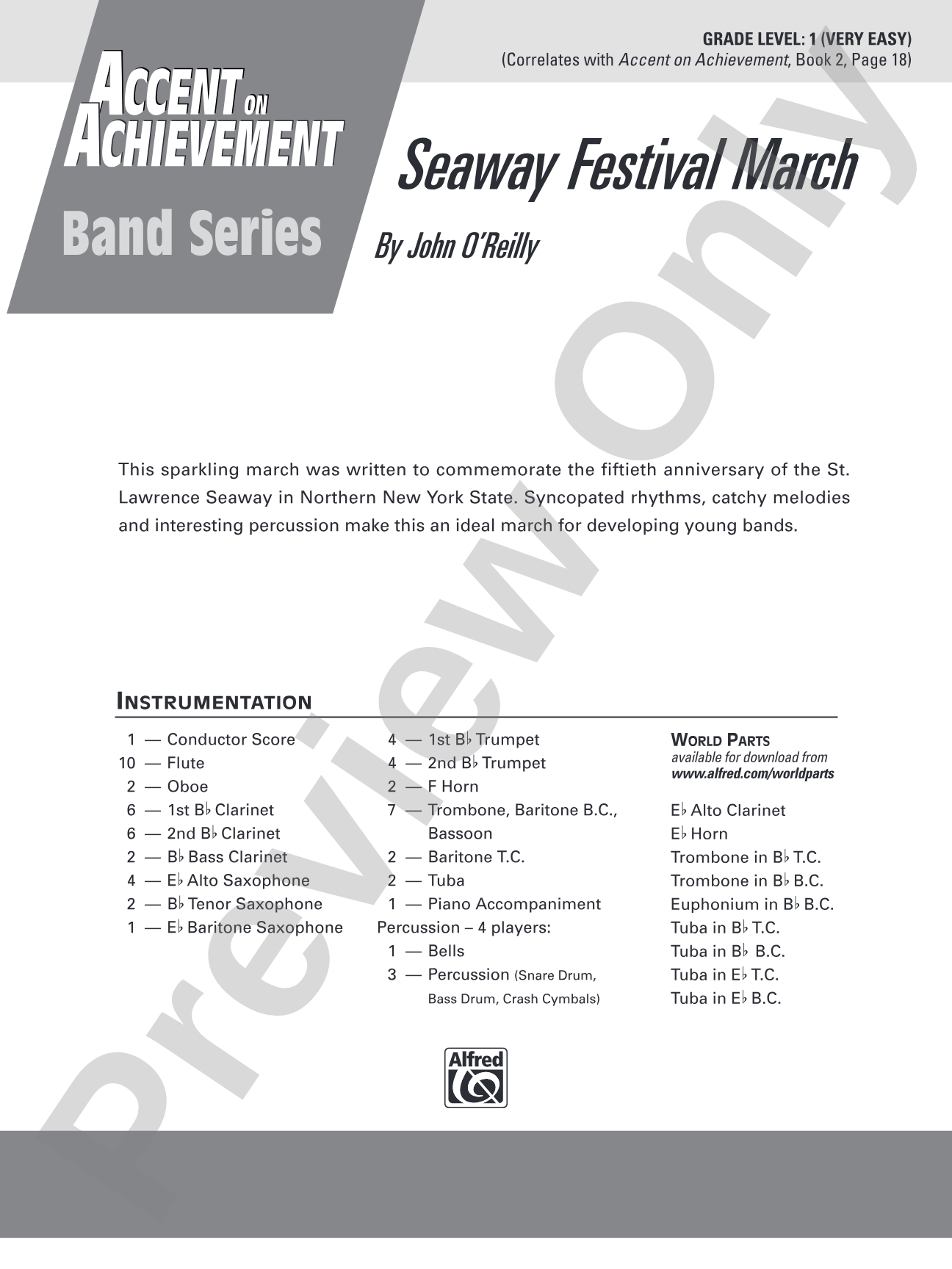 Seaway Festival March: Concert Band Conductor Score & Parts