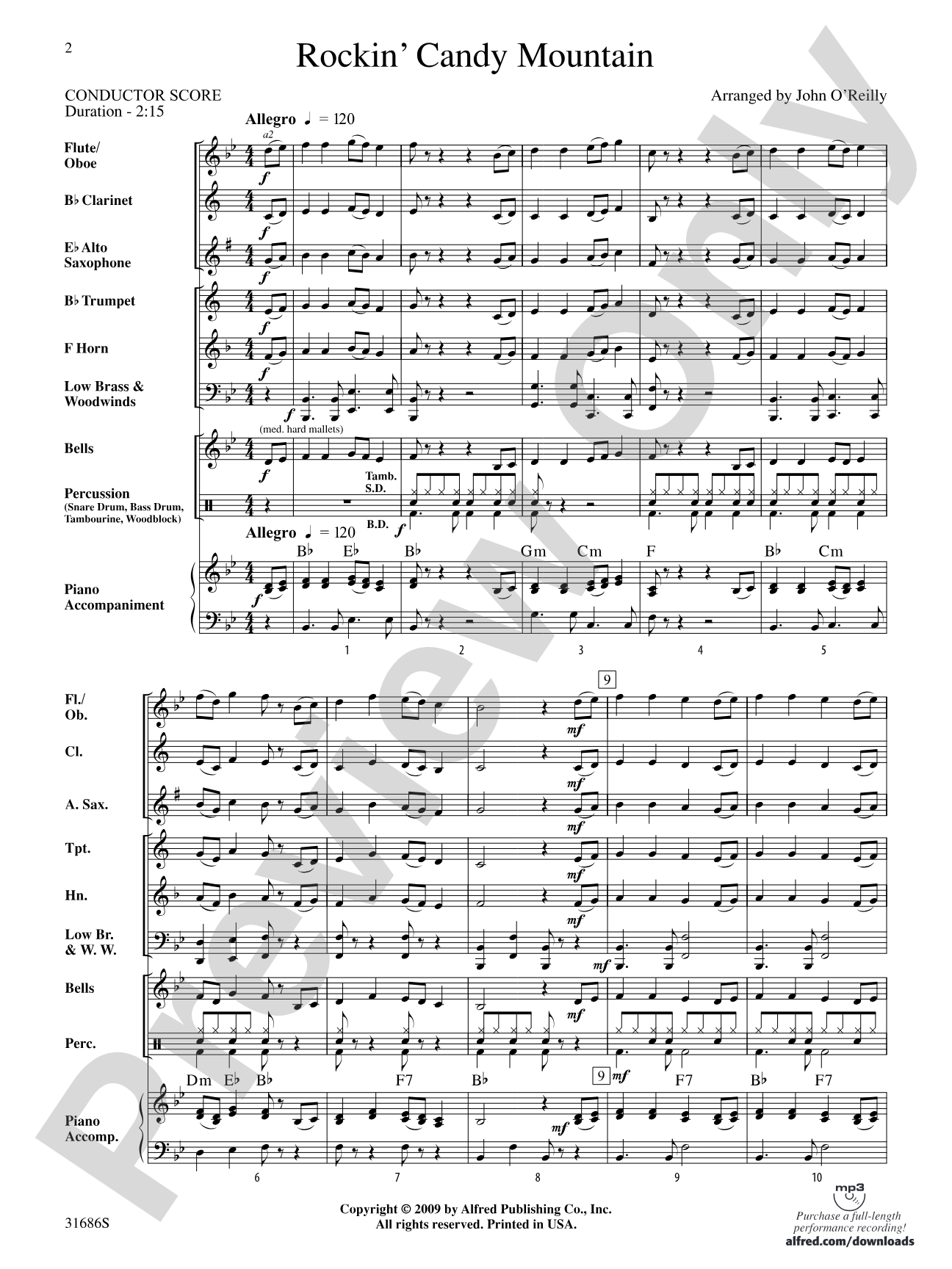 Rockin' Candy Mountain: Concert Band Conductor Score & Parts