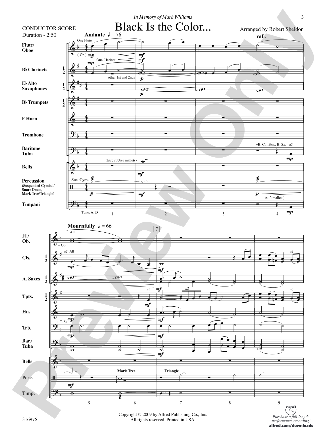 Black Is the Color...: Concert Band Conductor Score & Parts