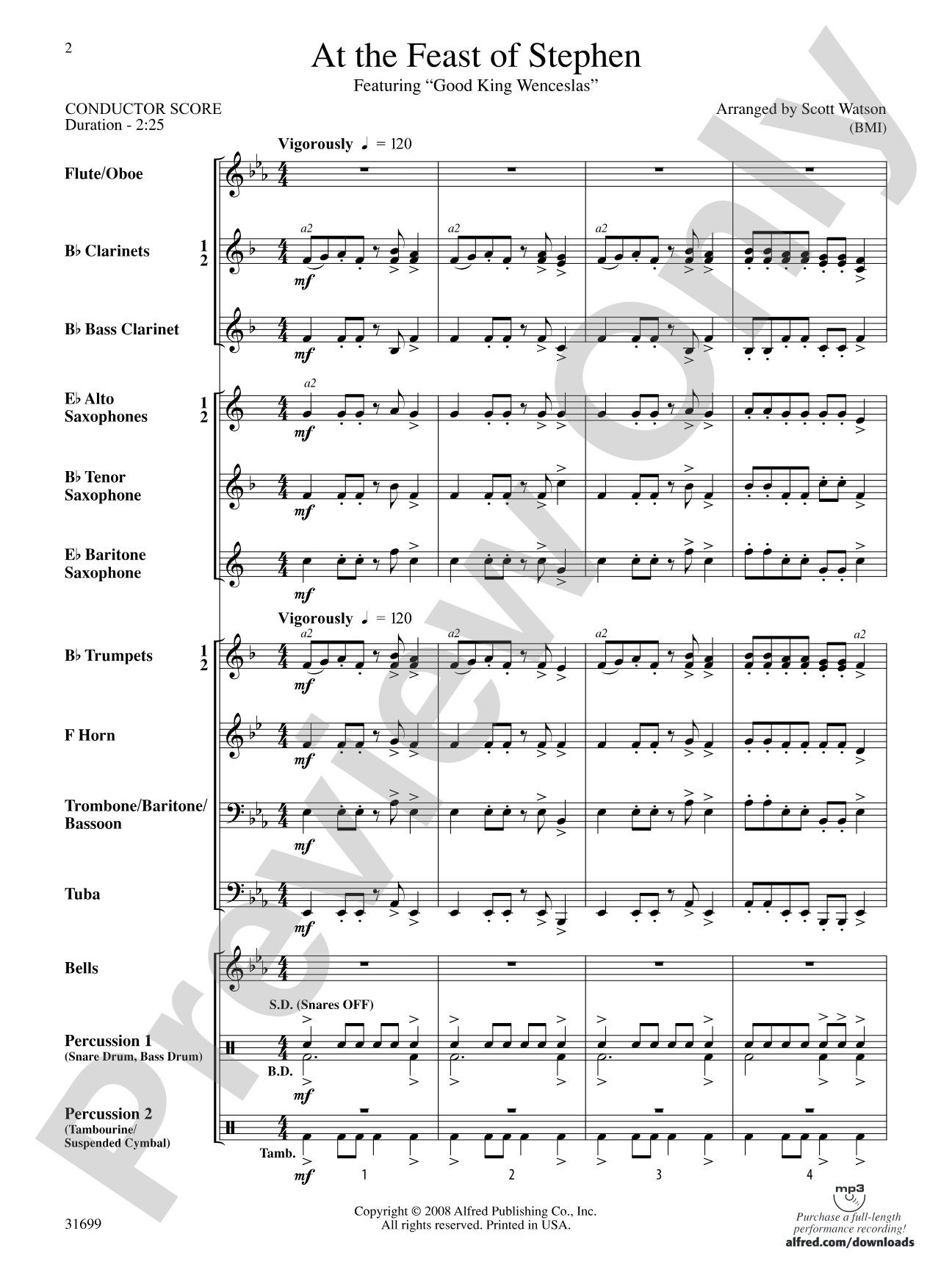 At the Feast of Stephen: Concert Band Conductor Score & Parts