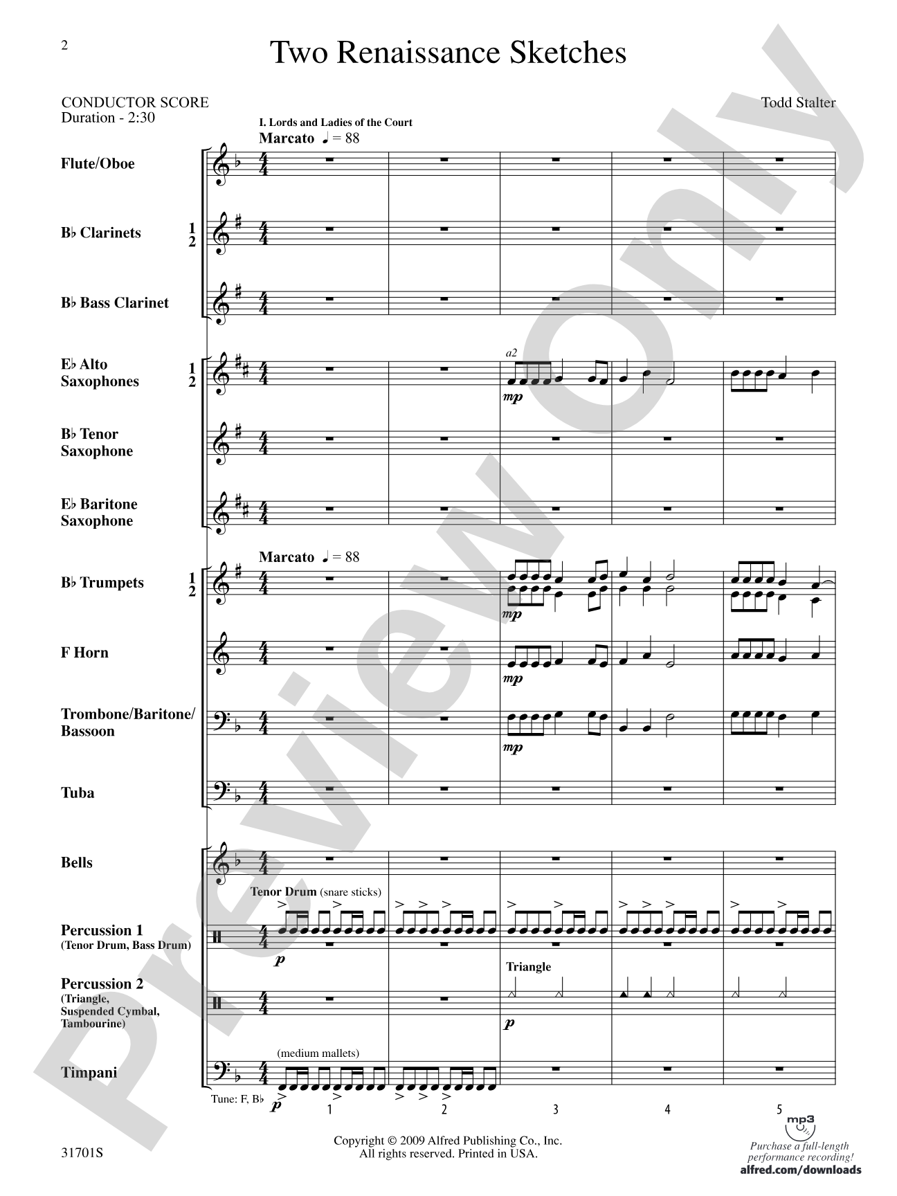 Two Renaissance Sketches: Concert Band Conductor Score & Parts