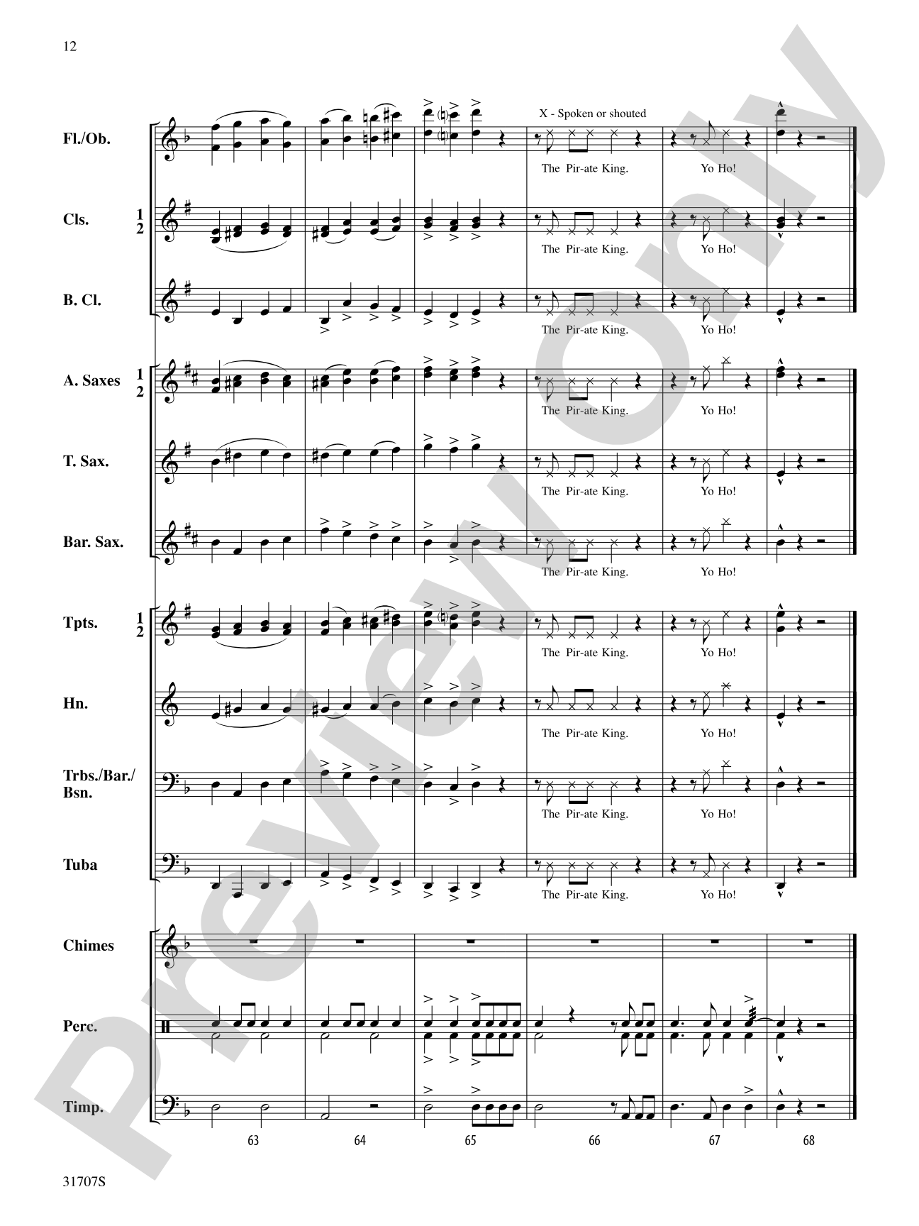 Treasure of the Pirate King: Concert Band Conductor Score & Parts