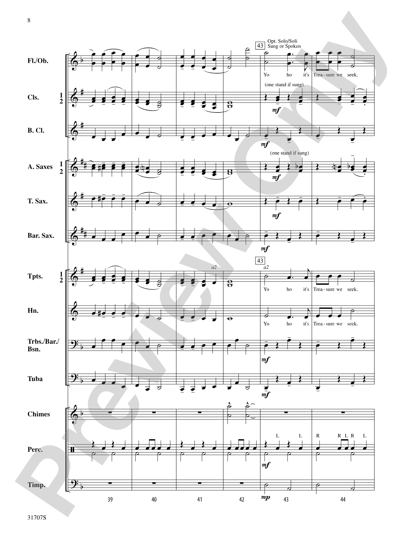 Treasure of the Pirate King: Concert Band Conductor Score & Parts