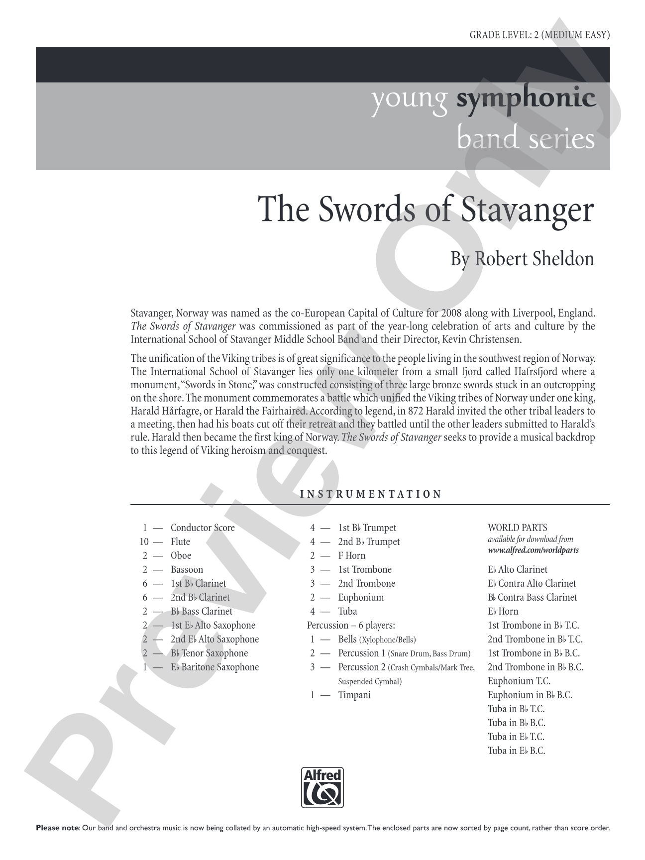 The Swords of Stavanger: Concert Band Conductor Score & Parts