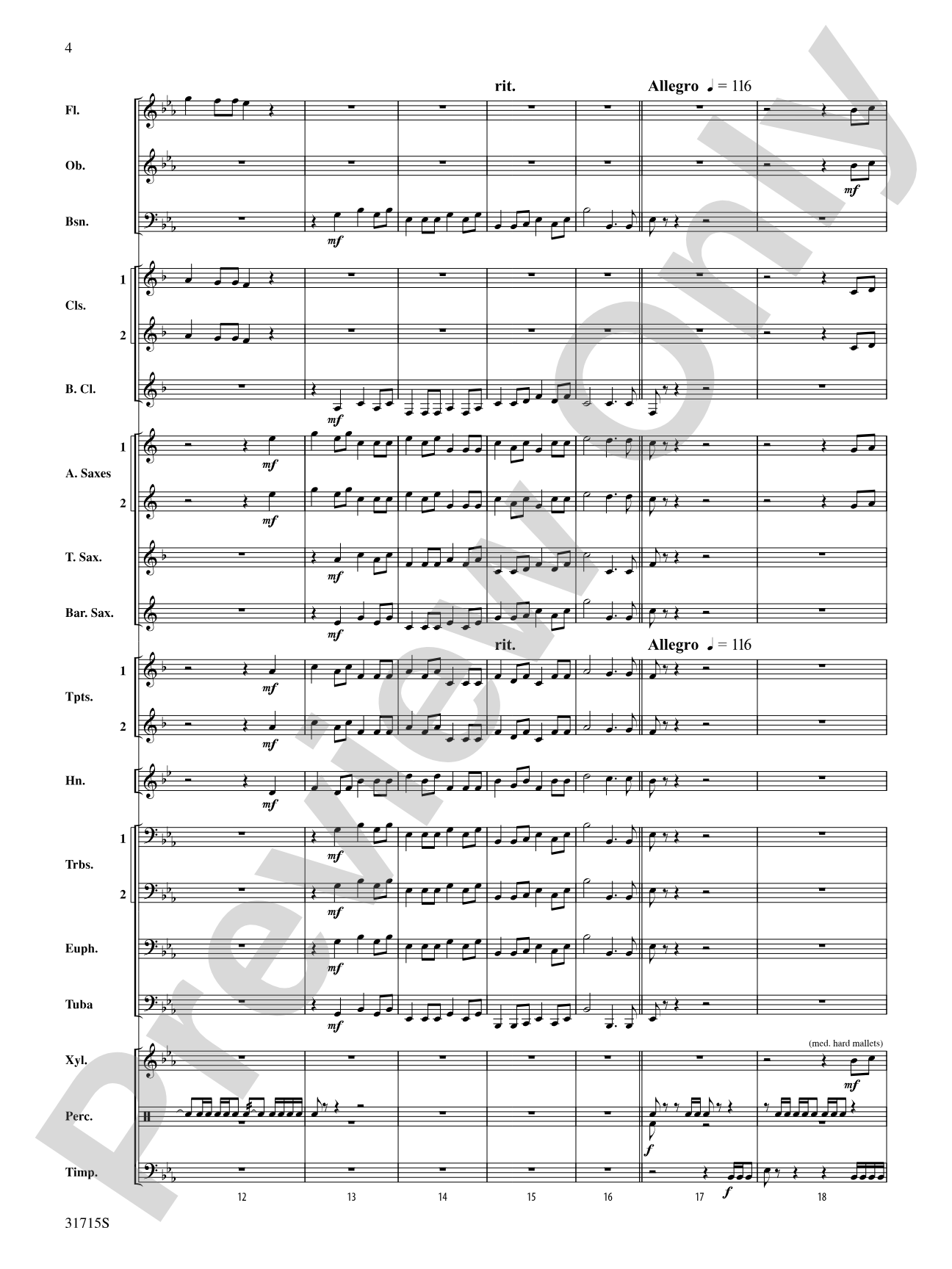 Early American Hymn Song: Concert Band Conductor Score & Parts