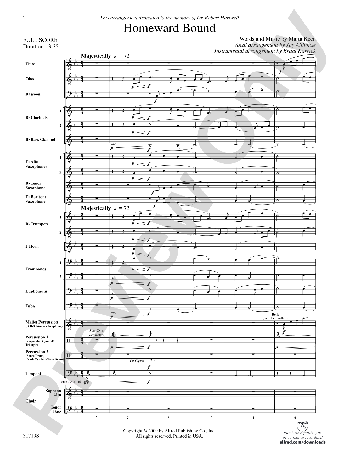 Homeward Bound: Concert Band Conductor Score & Parts