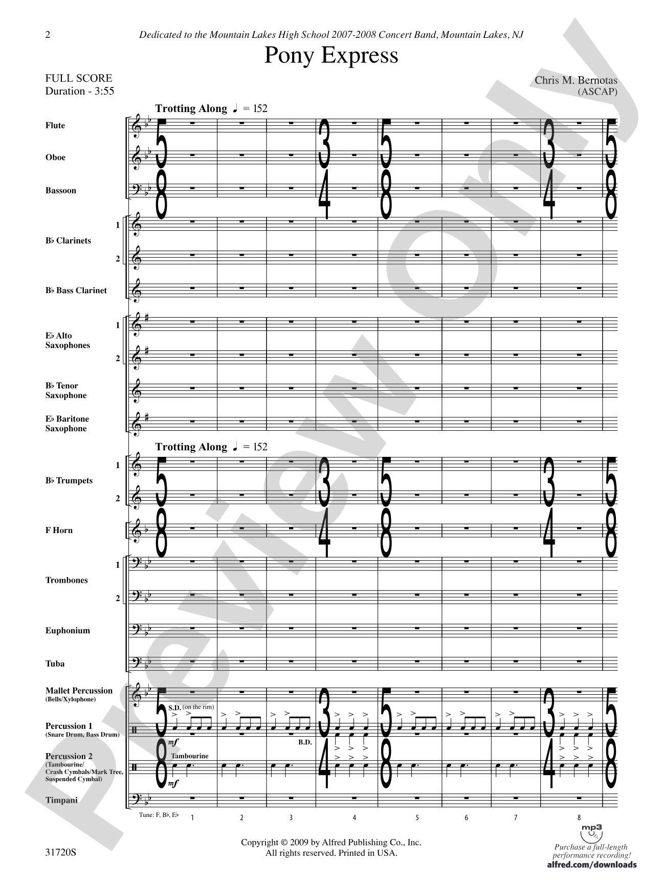 Pony Express: Concert Band Conductor Score & Parts