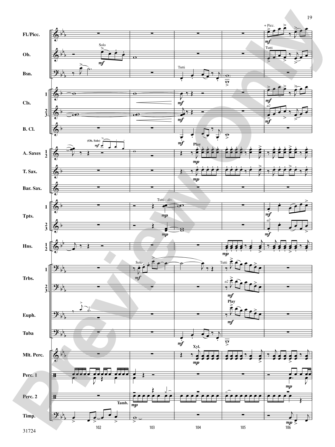Choreography: Concert Band Conductor Score & Parts