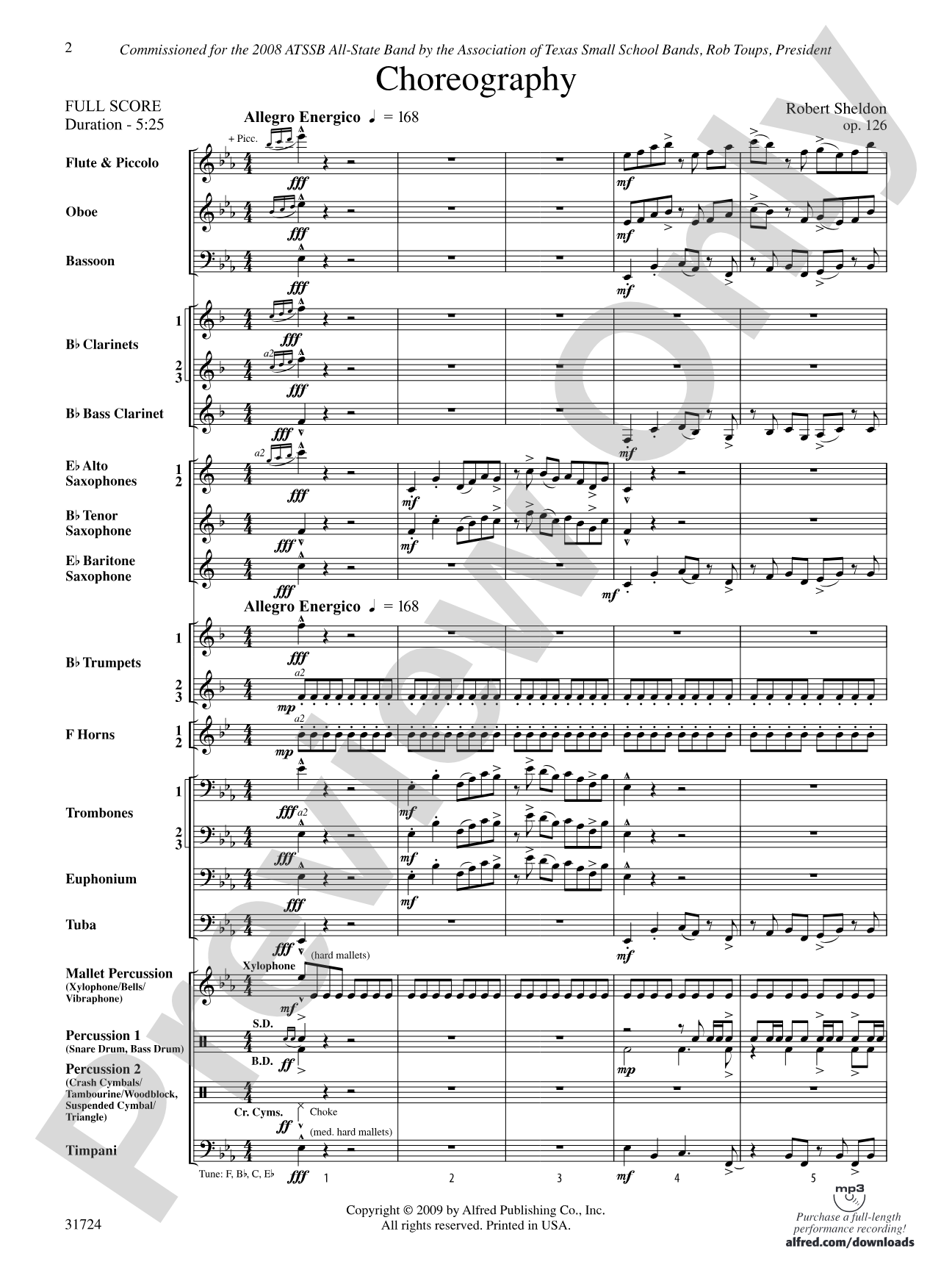 Choreography: Concert Band Conductor Score & Parts