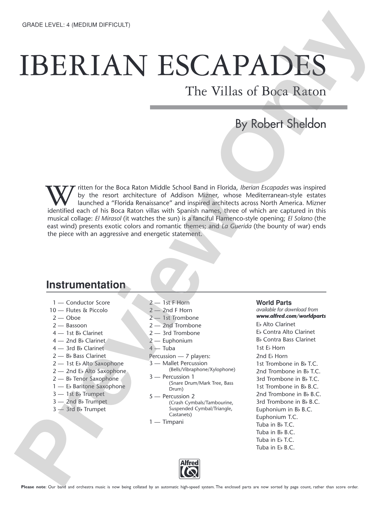 Iberian Escapades: Concert Band Conductor Score & Parts