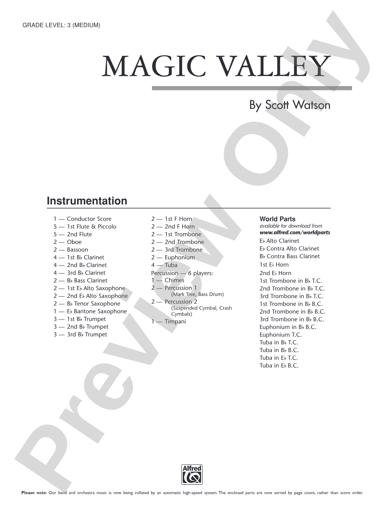 Magic Valley: Concert Band Conductor Score & Parts