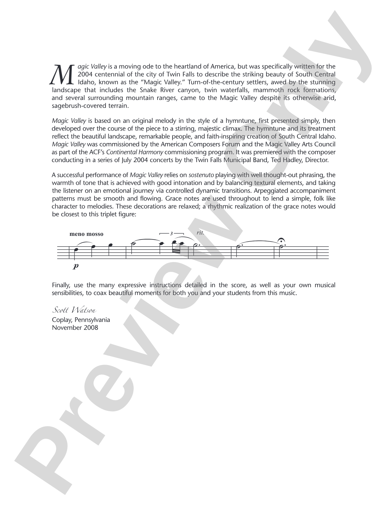 Magic Valley: Concert Band Conductor Score & Parts