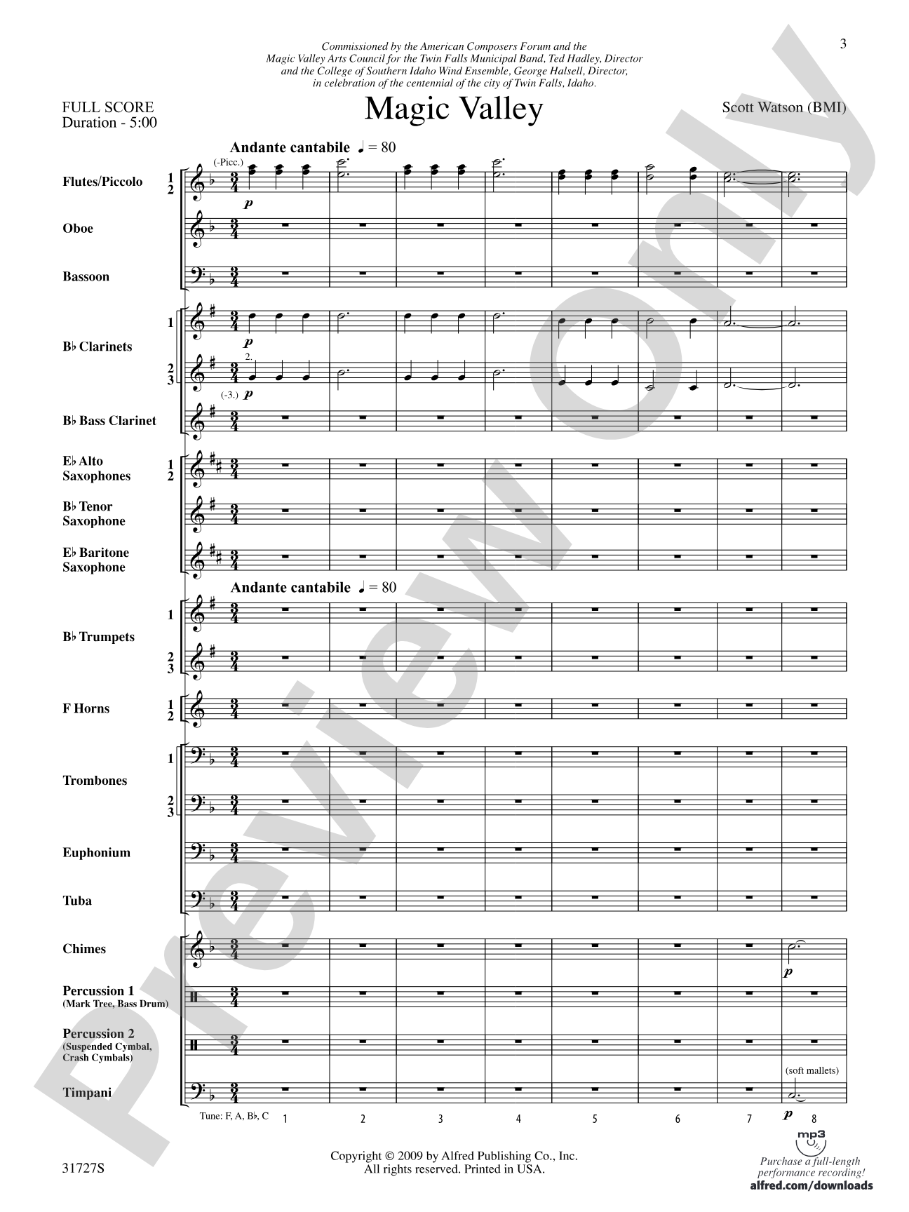 Magic Valley: Concert Band Conductor Score & Parts