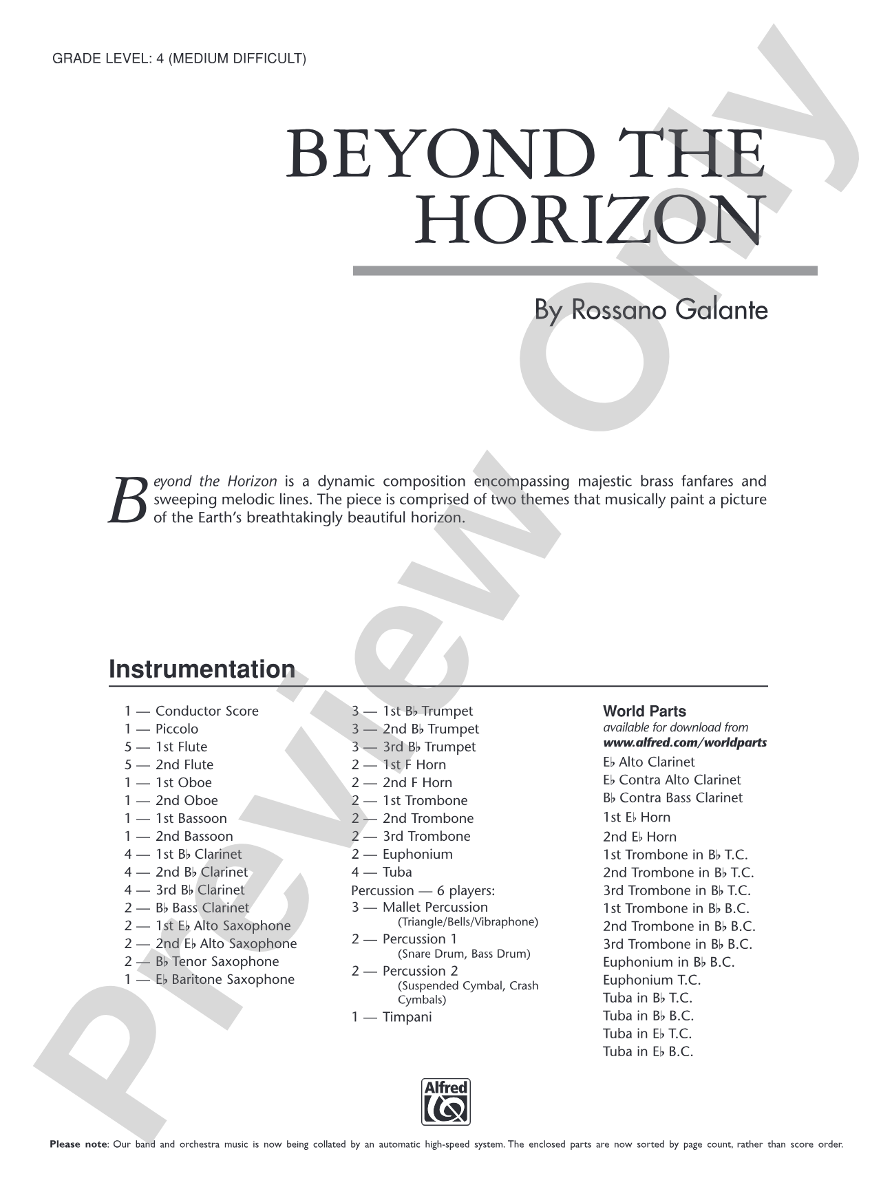 Beyond the Horizon: Concert Band Conductor Score & Parts