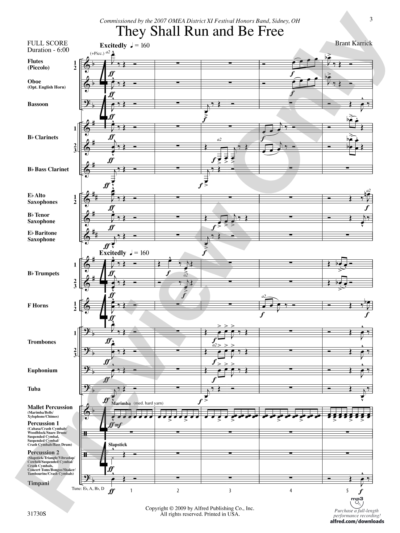 They Shall Run and Be Free: Concert Band Conductor Score & Parts