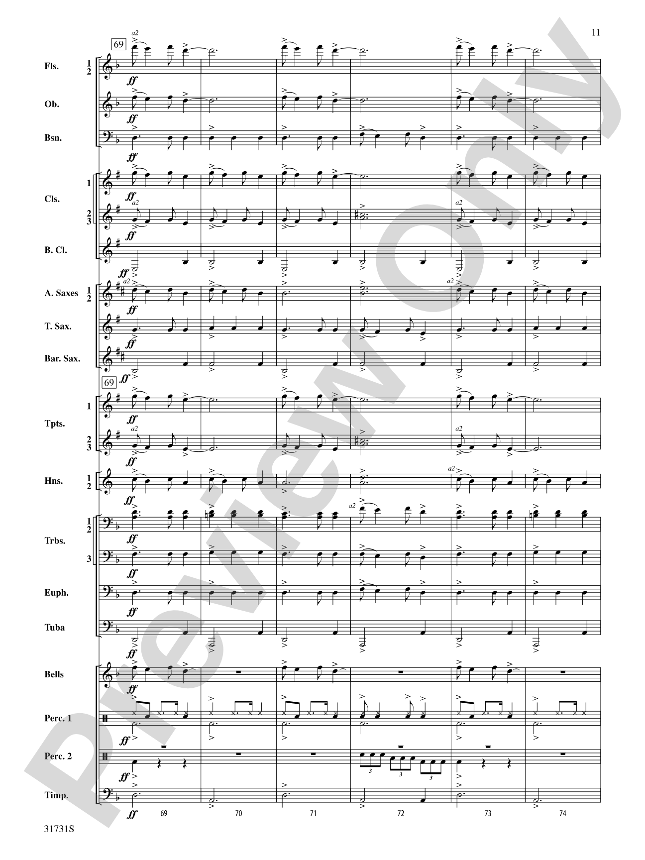 Bell Carol a la Big Band: Concert Band Conductor Score & Parts