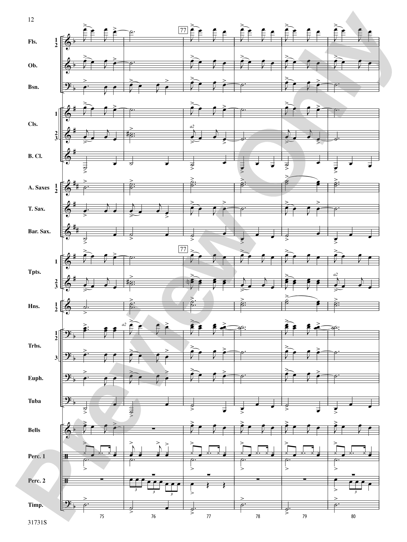 Bell Carol a la Big Band: Concert Band Conductor Score & Parts