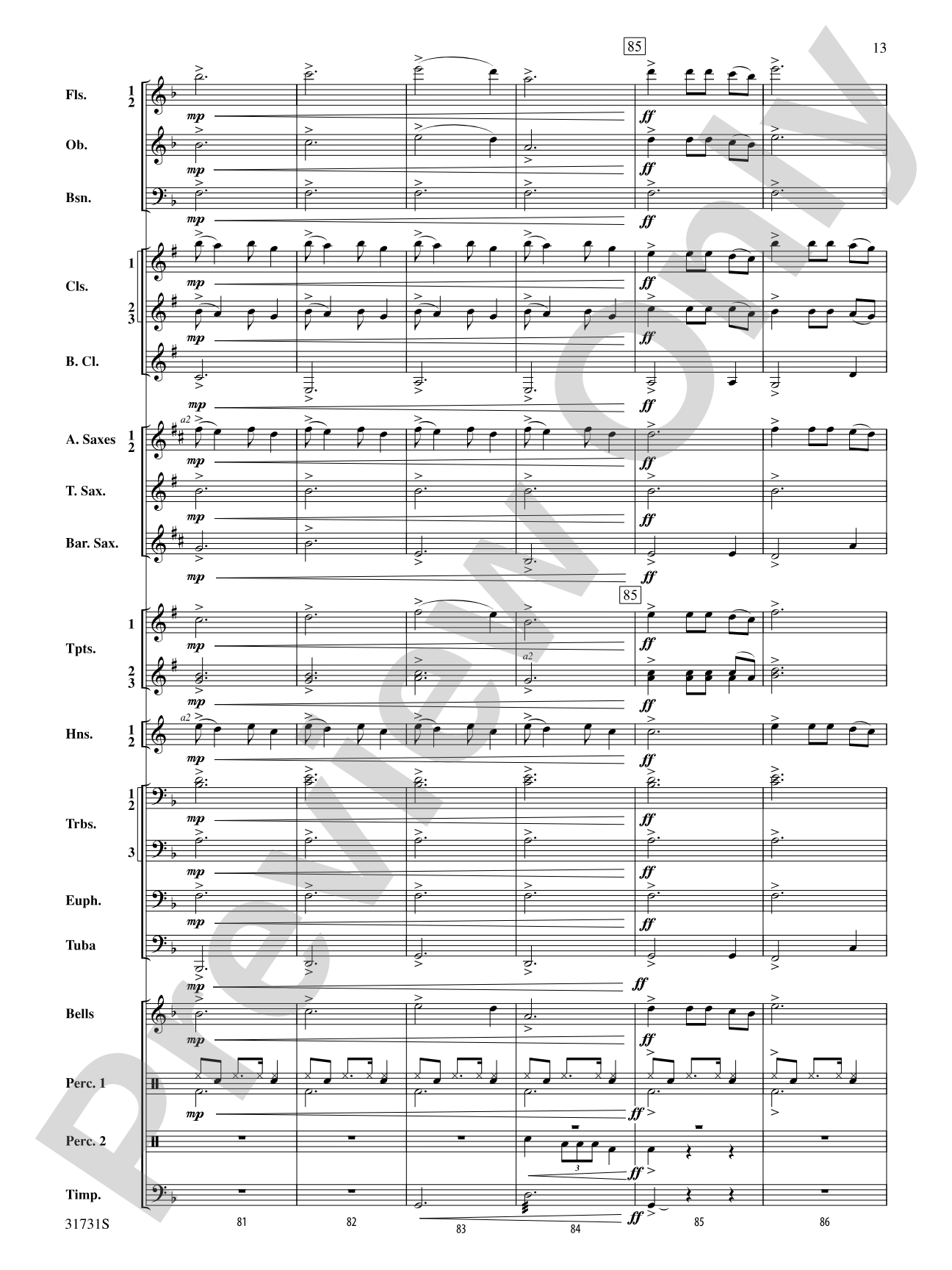 Bell Carol a la Big Band: Concert Band Conductor Score & Parts
