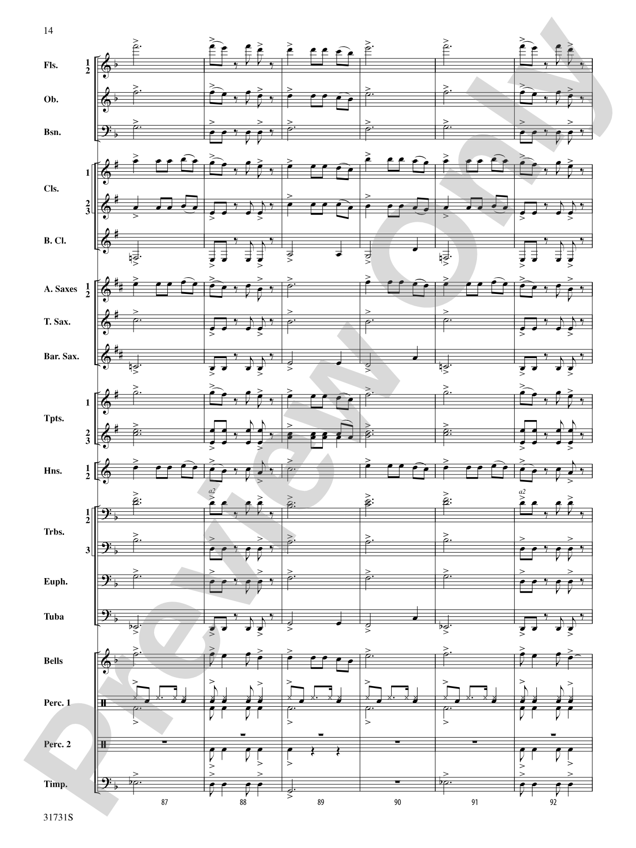 Bell Carol a la Big Band: Concert Band Conductor Score & Parts
