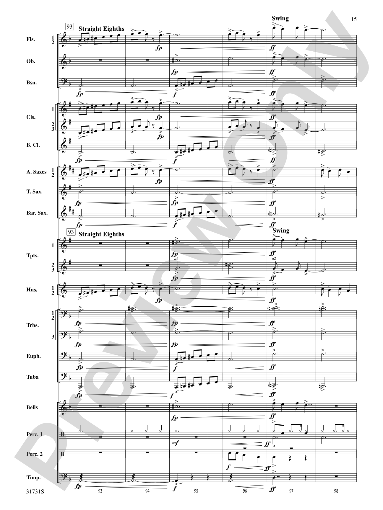 Bell Carol a la Big Band: Concert Band Conductor Score & Parts