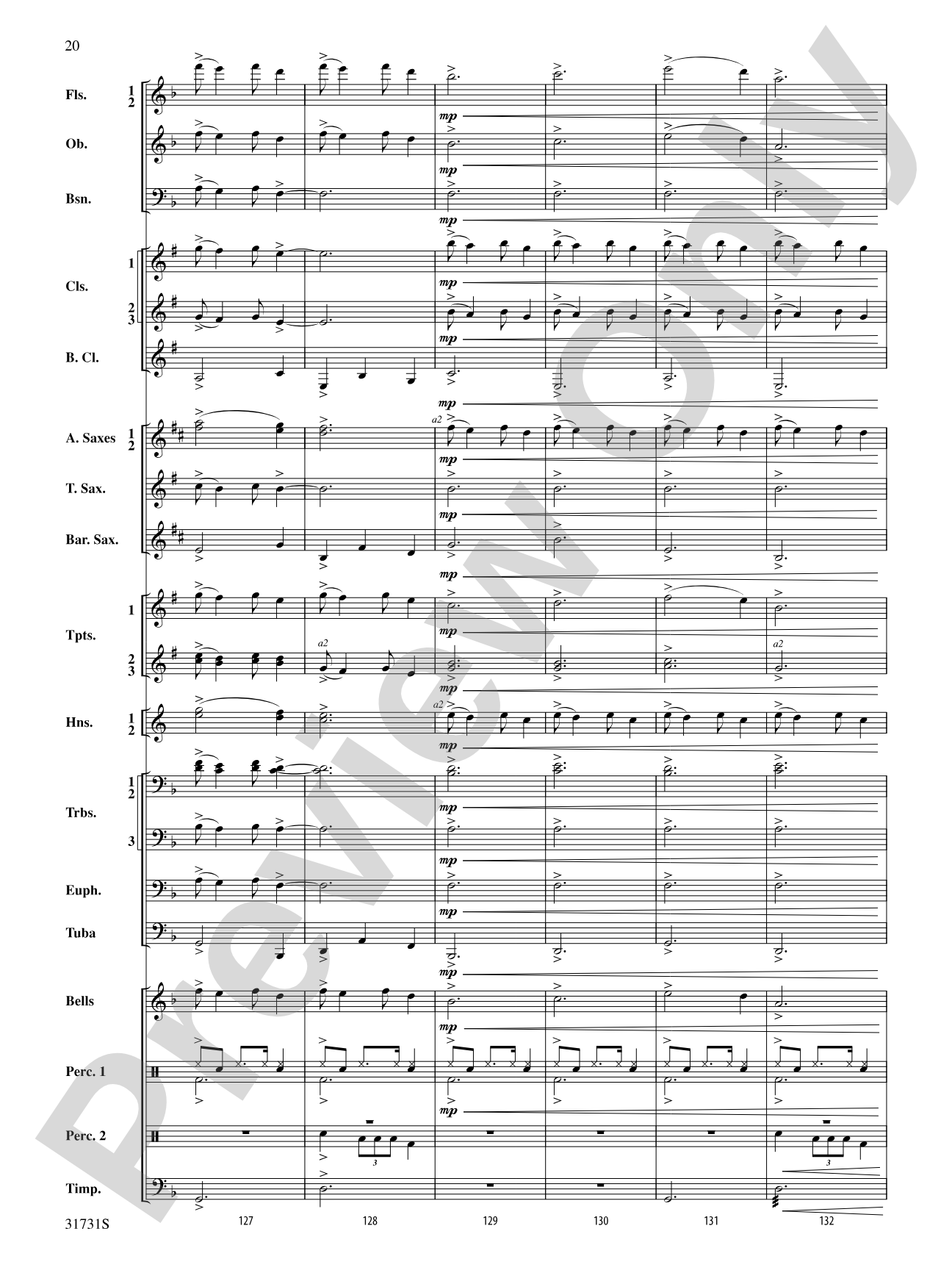 Bell Carol a la Big Band: Concert Band Conductor Score & Parts