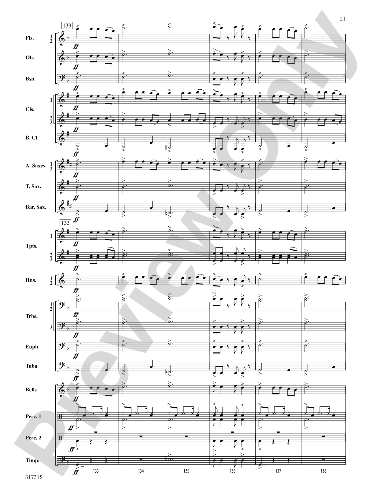 Bell Carol a la Big Band: Concert Band Conductor Score & Parts