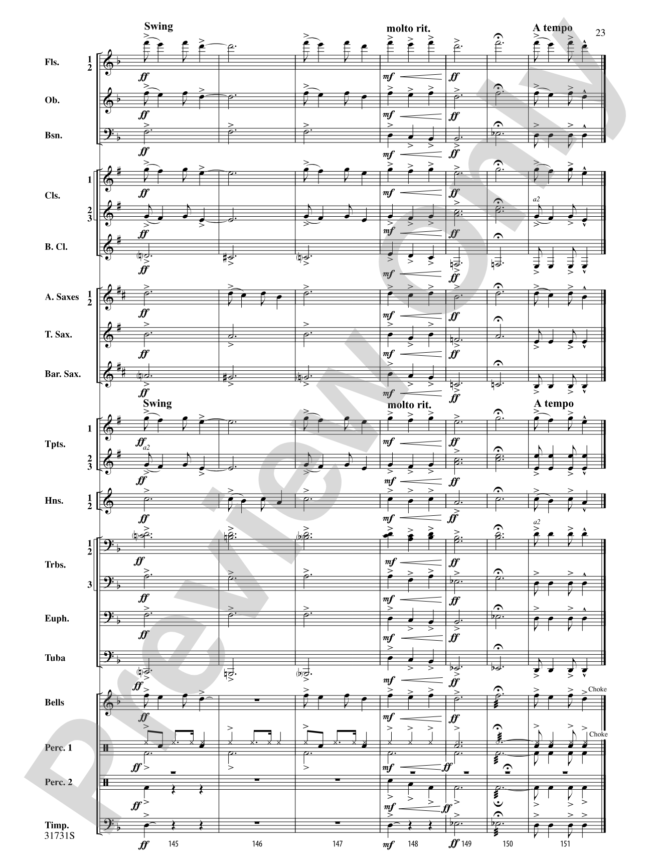 Bell Carol a la Big Band: Concert Band Conductor Score & Parts