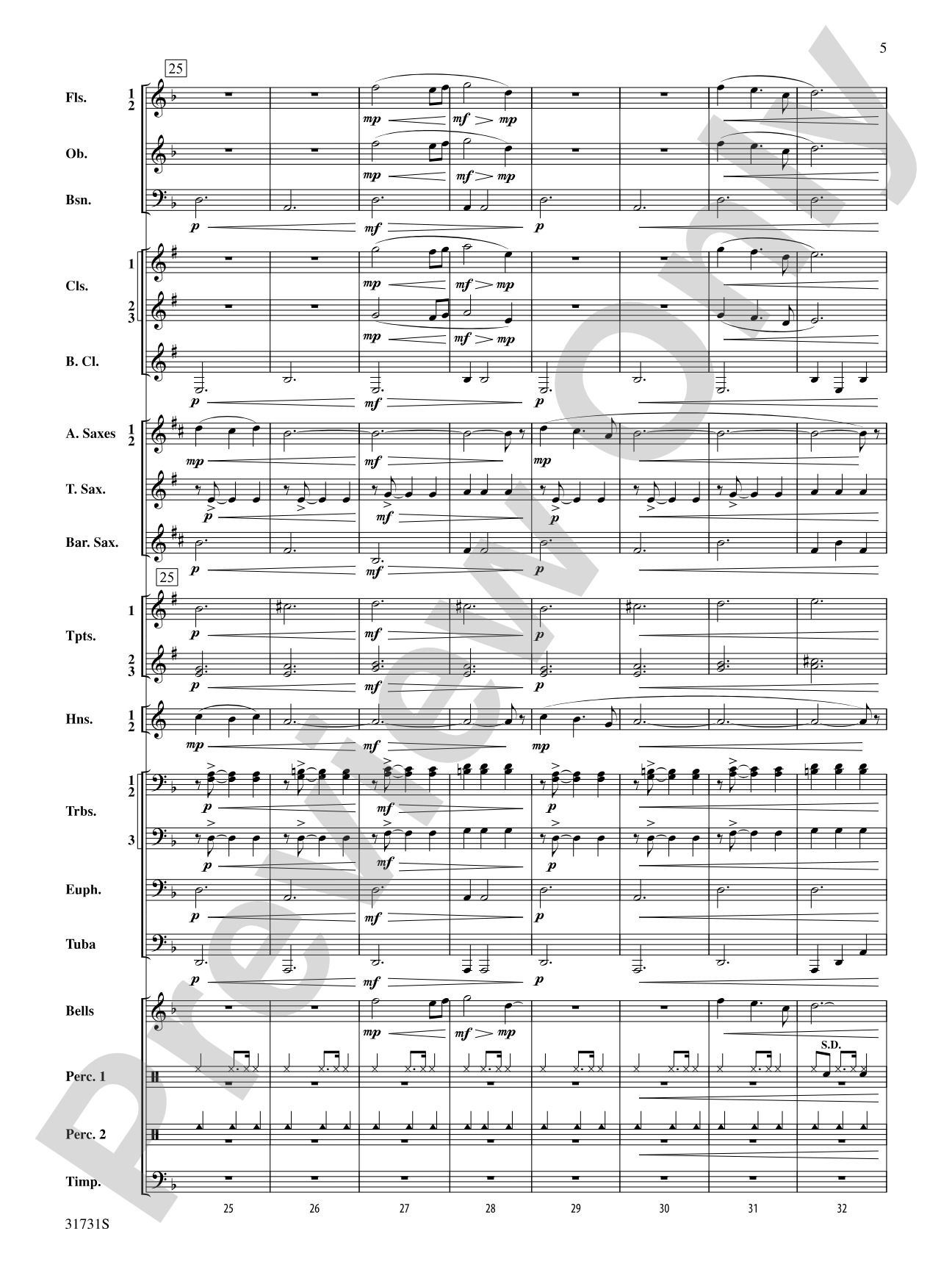 Bell Carol a la Big Band: Concert Band Conductor Score & Parts