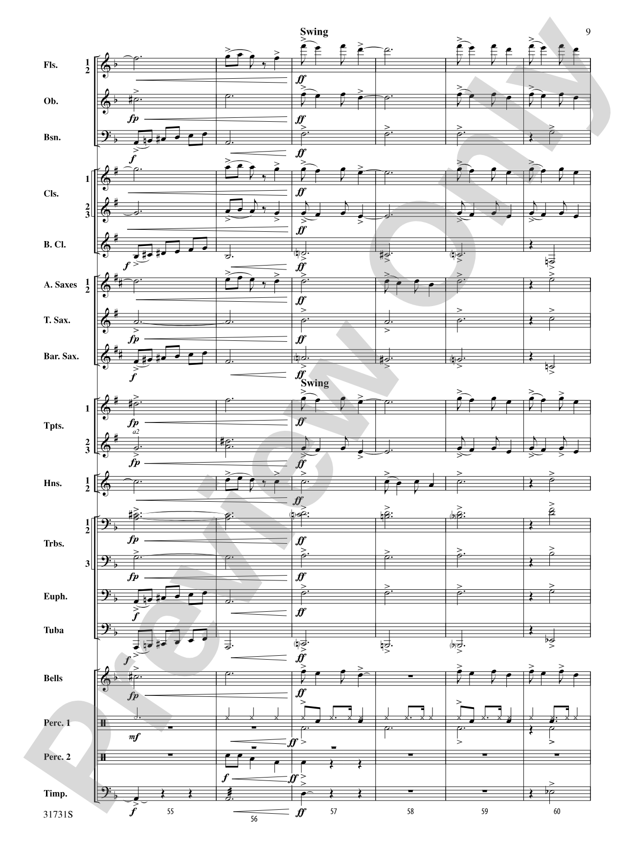 Bell Carol a la Big Band: Concert Band Conductor Score & Parts