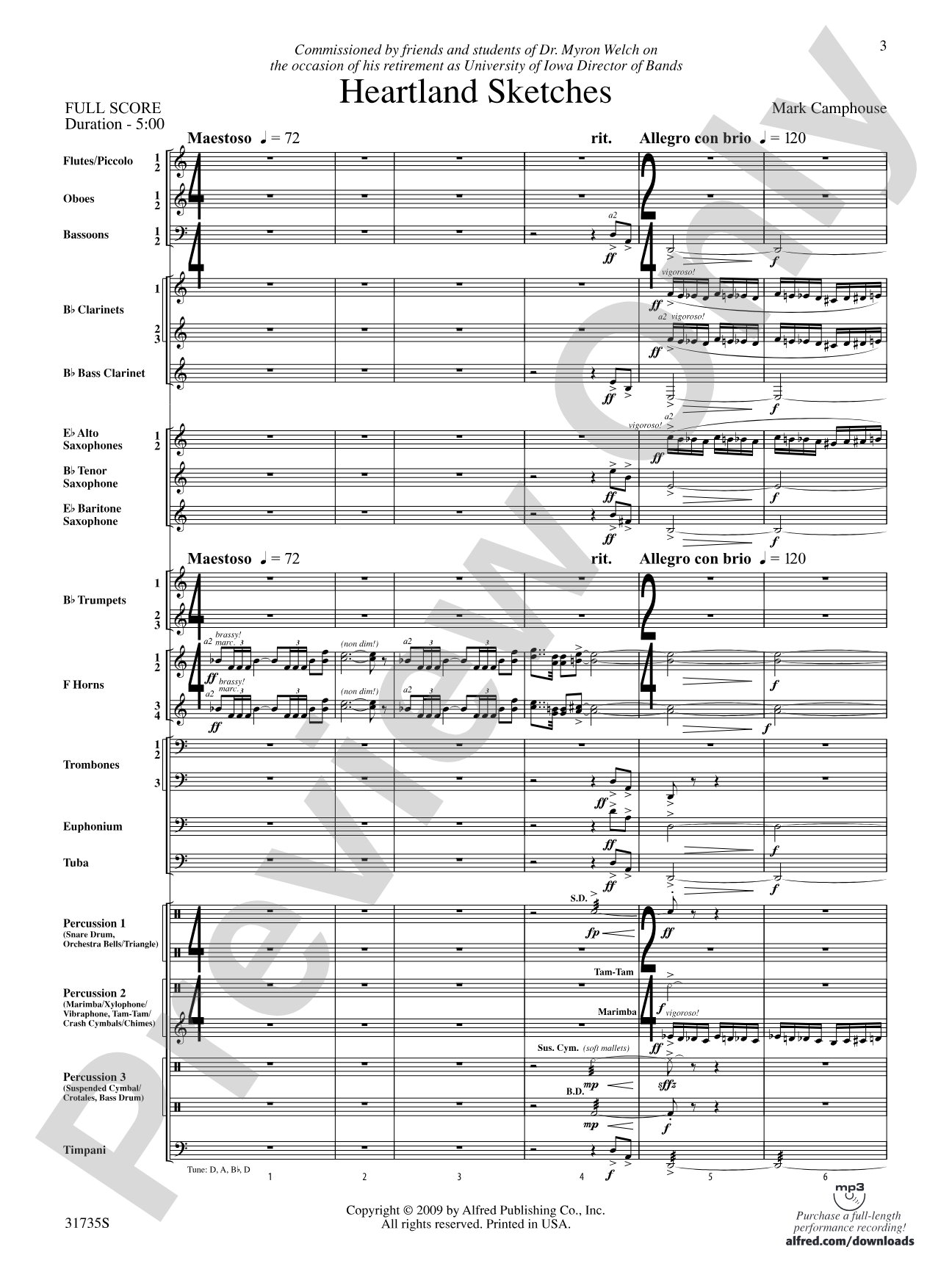 Heartland Sketches: Concert Band Conductor Score & Parts