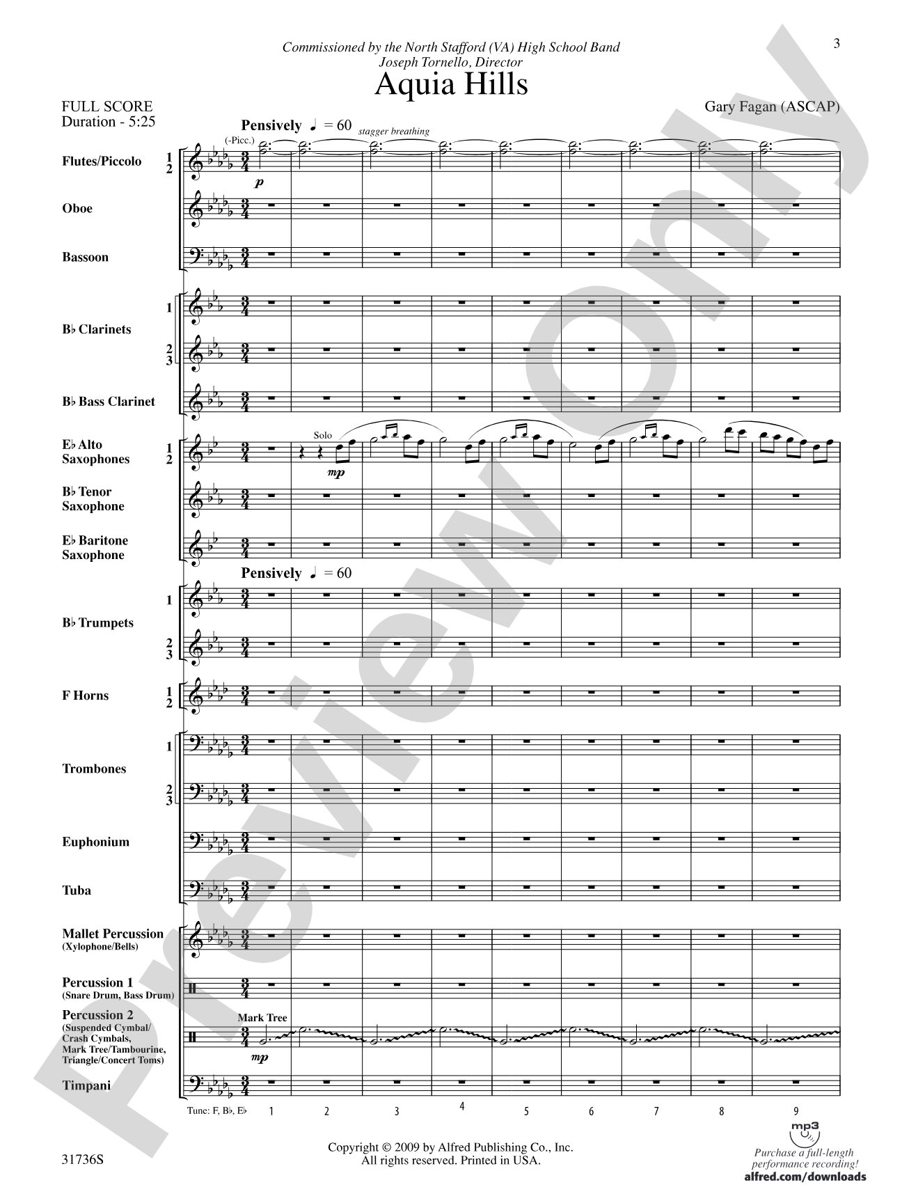 Aquia Hills: Concert Band Conductor Score & Parts