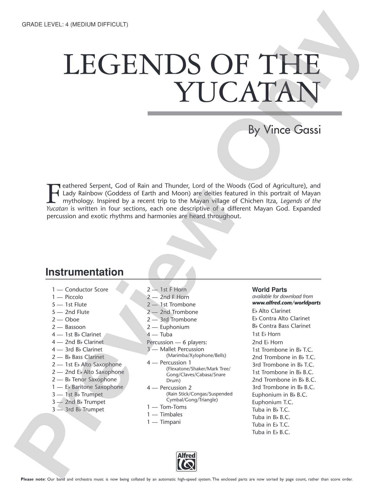 Legends of the Yucatan: Concert Band Conductor Score & Parts