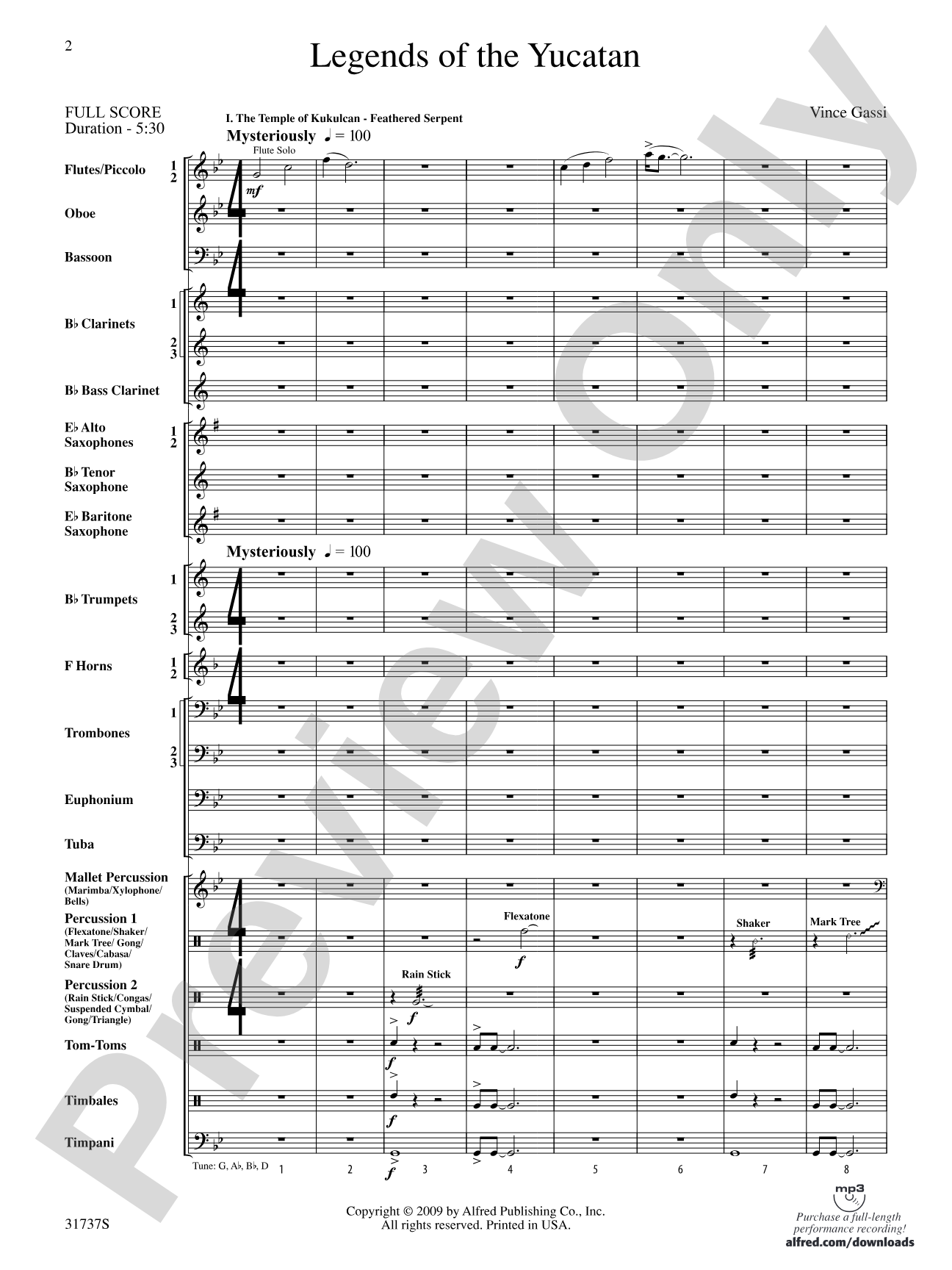 Legends of the Yucatan: Concert Band Conductor Score & Parts