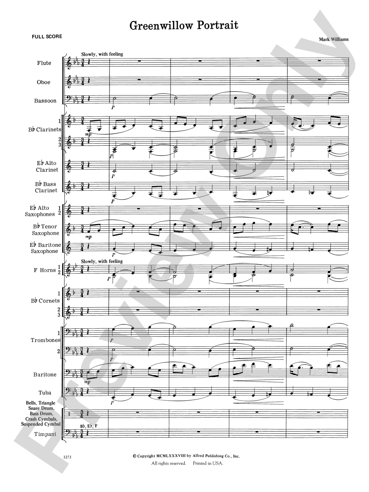 Greenwillow Portrait: Concert Band Conductor Score & Parts